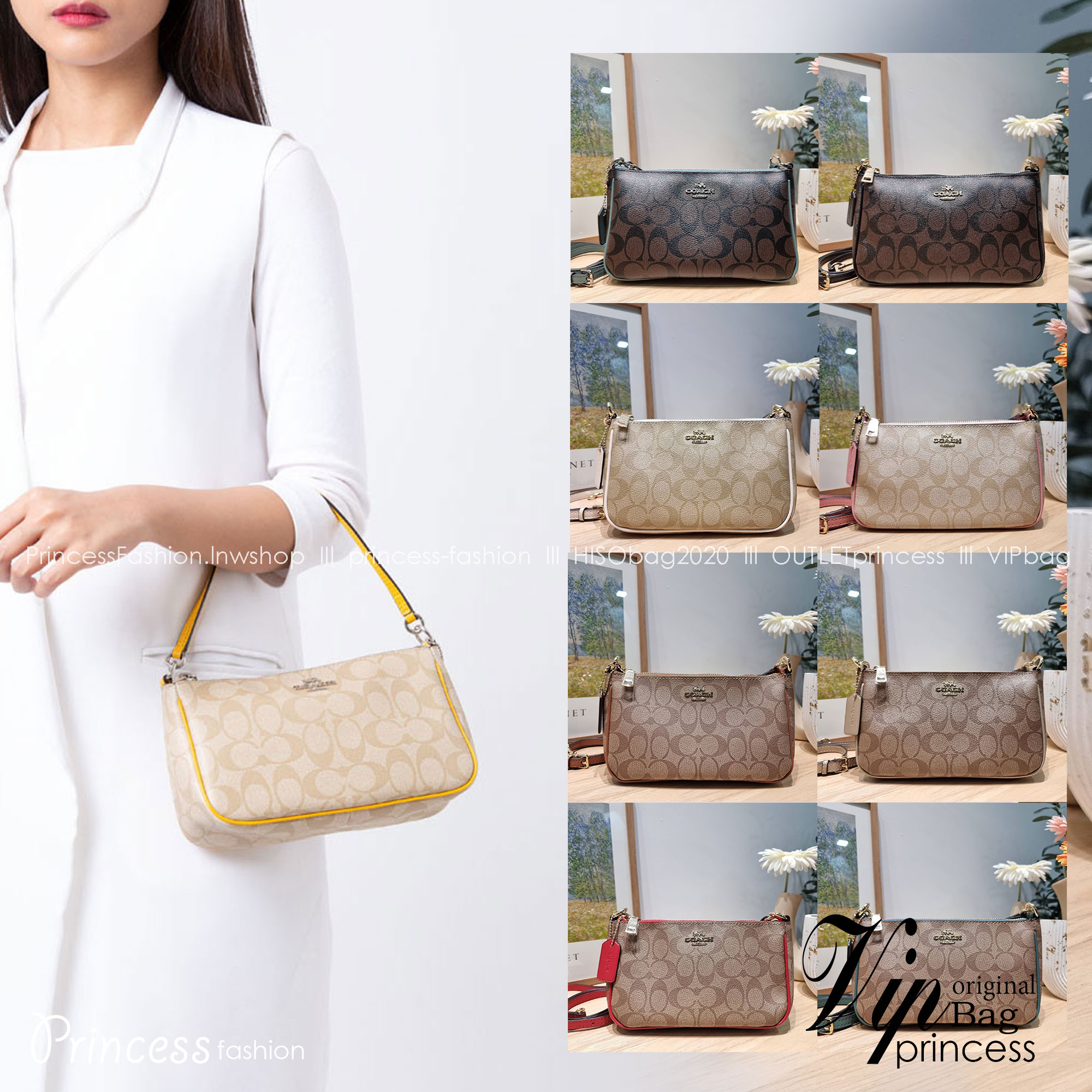 COACH TOP HANDLE POUCH F58321 พร้อมส่ง 9 สี กระเป๋าทรงพอช ยอดฮิต ยกขึ้นแท่น ด้วยดีไซน์ที่ออกมาให้ใช้งานได้ง่าย ขนาดกำลังเหมาะ