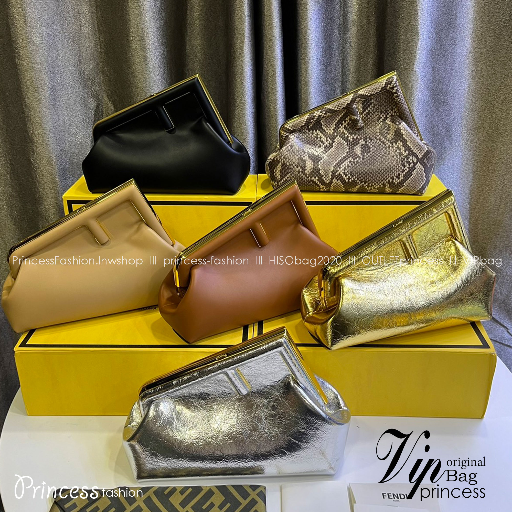 พร้อมส่ง 6 สี FENDI First Midi bag กระเป๋าทรงคลัชมาพร้อมสายสะพาย รูปลักษณ์สวยงามทันสมัย 🧡 เกรดออริจินอล 1:1 สลับแท้ ใช้งานต่างประเทศได้