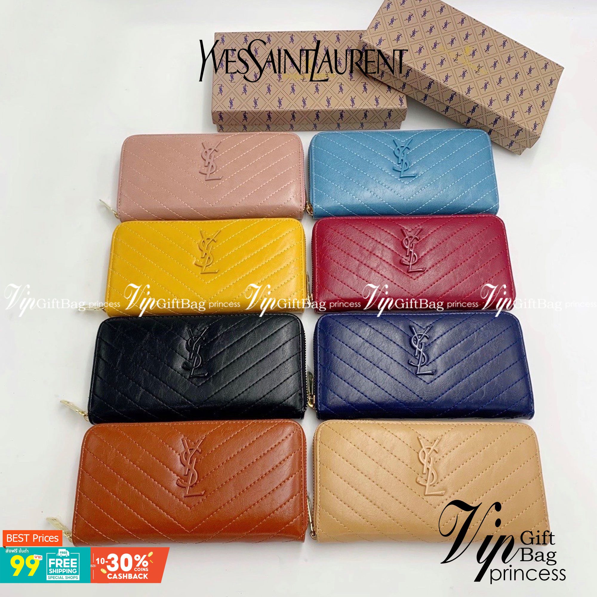 YSL Yves Saint Laurent Zip Around Long Wallet กระเป๋าสตางค์ทรงยาวซิปรอบ งานสวยหนังดี งานปั้มแบรนด์ทุกจุด มีช่องใส่บัตรให้เยอะมากถูกใจสาวๆแน่นอน ใช้งานง่าย สวยหรูดูแพง ราคาสุดคุ้มเลยค่าา