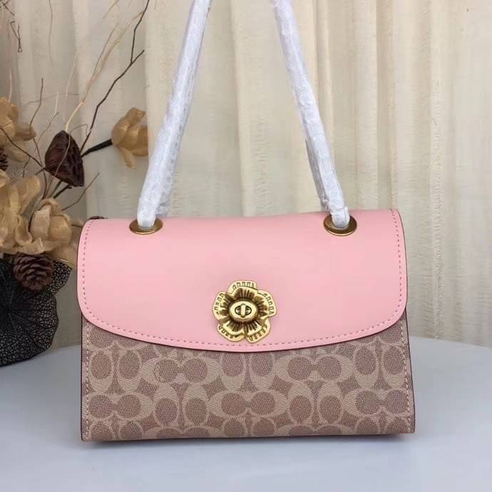 Coach Parker In Signature Canvas With Tea Rose