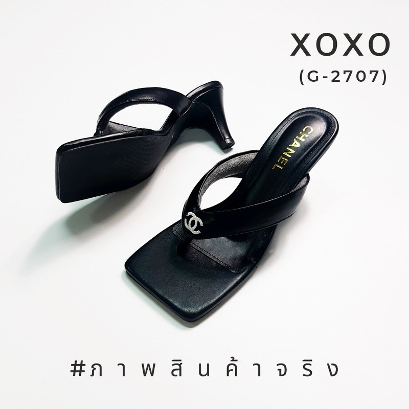 CHANEL งามสวม สวย หรู่ แตะหนีบ นุ่มใส่สบาย ไม่สูงมาก กำลังใส่สบาย ด้านหน้าปัก โลโก้แบรนด์ แมทส์ชุดง่าย น้ำหนักเบา