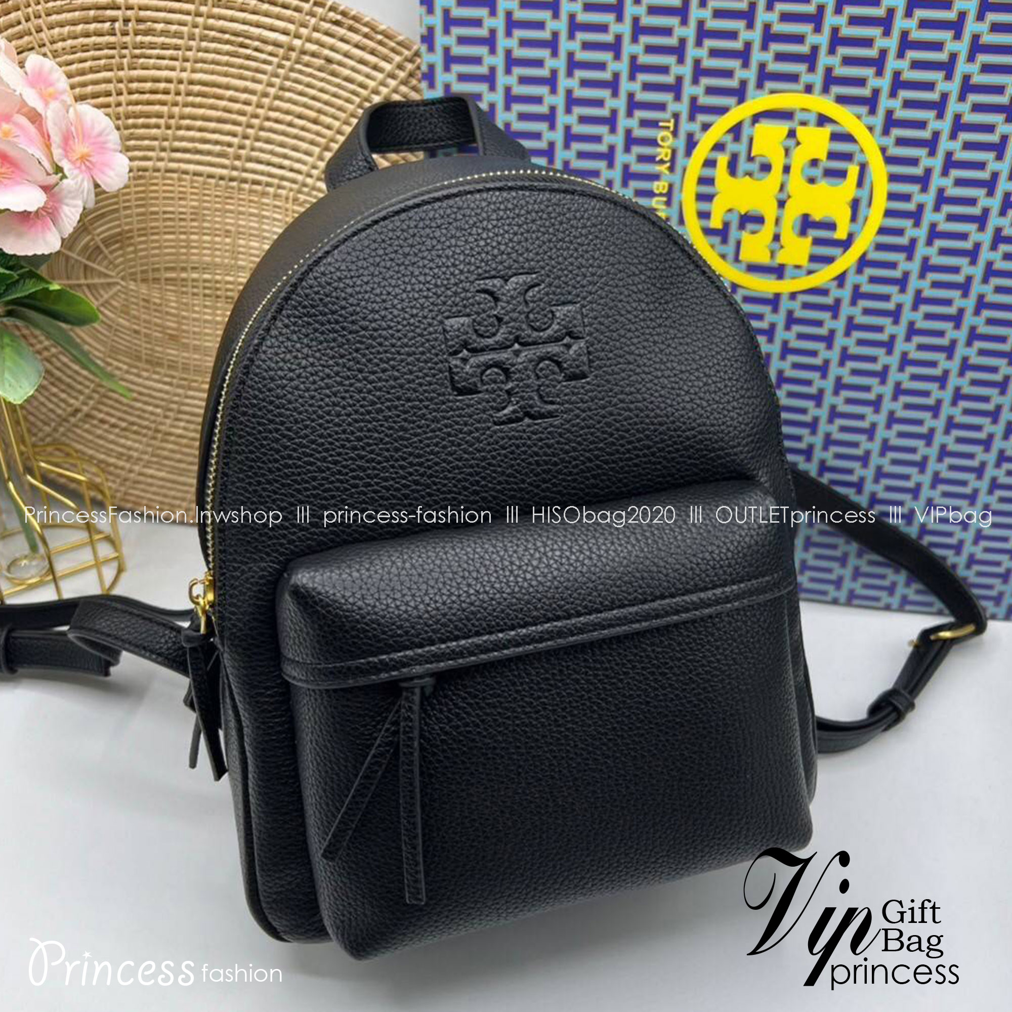 TORY BURCH Thea Leather Mini Backpack Moose / TORY Backpack mini bag คอลเลคชั่นใหม่ งานหนังเต็มใบสีดำคลาสสิก ไอเท็มเด็ดที่ใครๆก็ต่างรอคอย!!