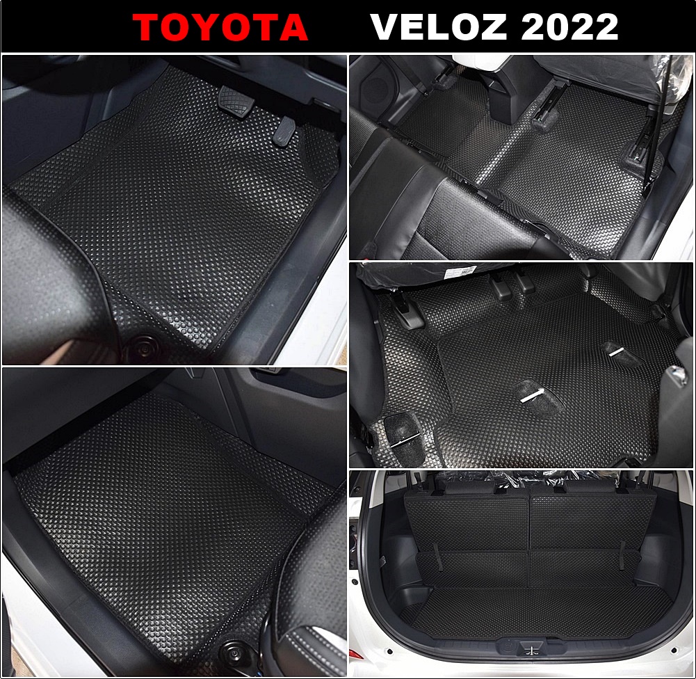 พรมปูพื้นรถยนต์ TOYOTA VELOZ 2022 พรมกระดุมเม็ดเล็ก+เเผ่นท้าย สีดำ เข้ารูป ตรงรุ่นรถ