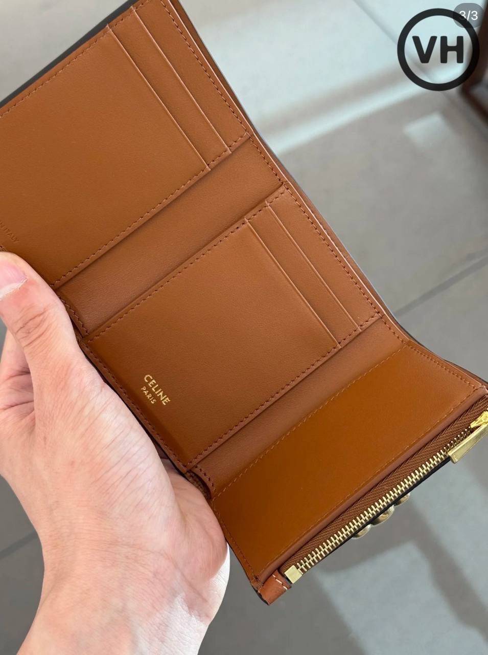 ORI หนังแท้ | CELINE Small Triomphe Wallet / Celine Short Wallet กระเป๋าสตางค์ใบสั้น กระเป๋าสตางค์เซลีน