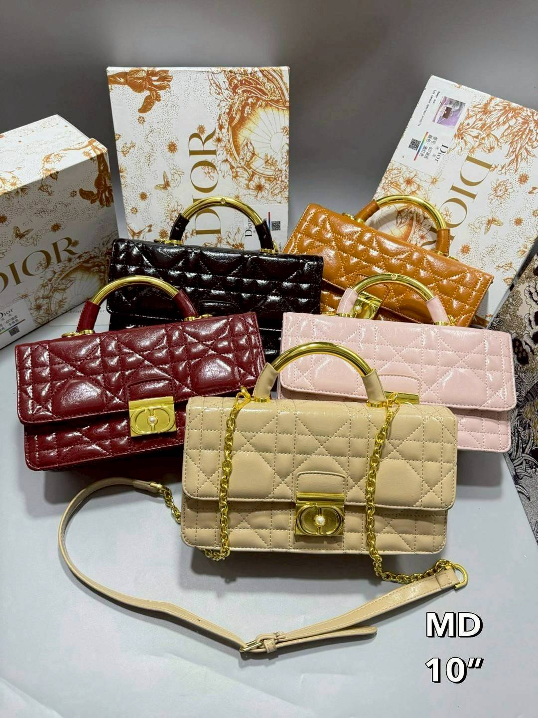Dior Ange Bag Macrocannage CD clasp with pearl กระเป๋าถือพร้อมสายสะพาย ประดับตัวล็อคมุก สวยงามเหนือกาลเวลา มาแรงมาก! จึ้งมาก! สุดลัคชู