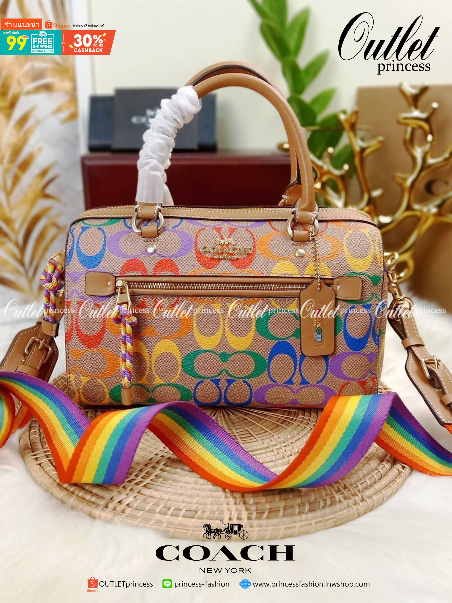 COACH ROWAN SATCHEL IN RAINBOW SIGNATURE CANVAS (COACH C4396)🌈 คอลเลคชั่นที่มาแรงที่สุด ร้อนแรงได้อย่างไม่มีแผ่วลงเลยสักนิด! โดดเด่น สดใส สะดุดตา🌈 ระดับตัวTOP ต้องยกให้เธอเลย กับ COACH ทรงหมอน 10" คอลเลคชั่นนี้// วัสดุหนังแคนว
