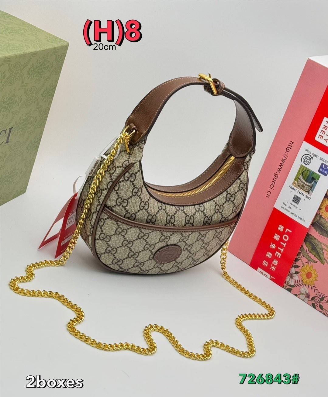 GUCCI Ophidia mini shoulder bag กระเป๋าสะพายรูปทรงพระจันทร์เสี้ยวงน่ารักน่าใช้ สวยสะดุดตาด้วยดีไซน์เรียบหรู แฝงความไฮน์ในตัว