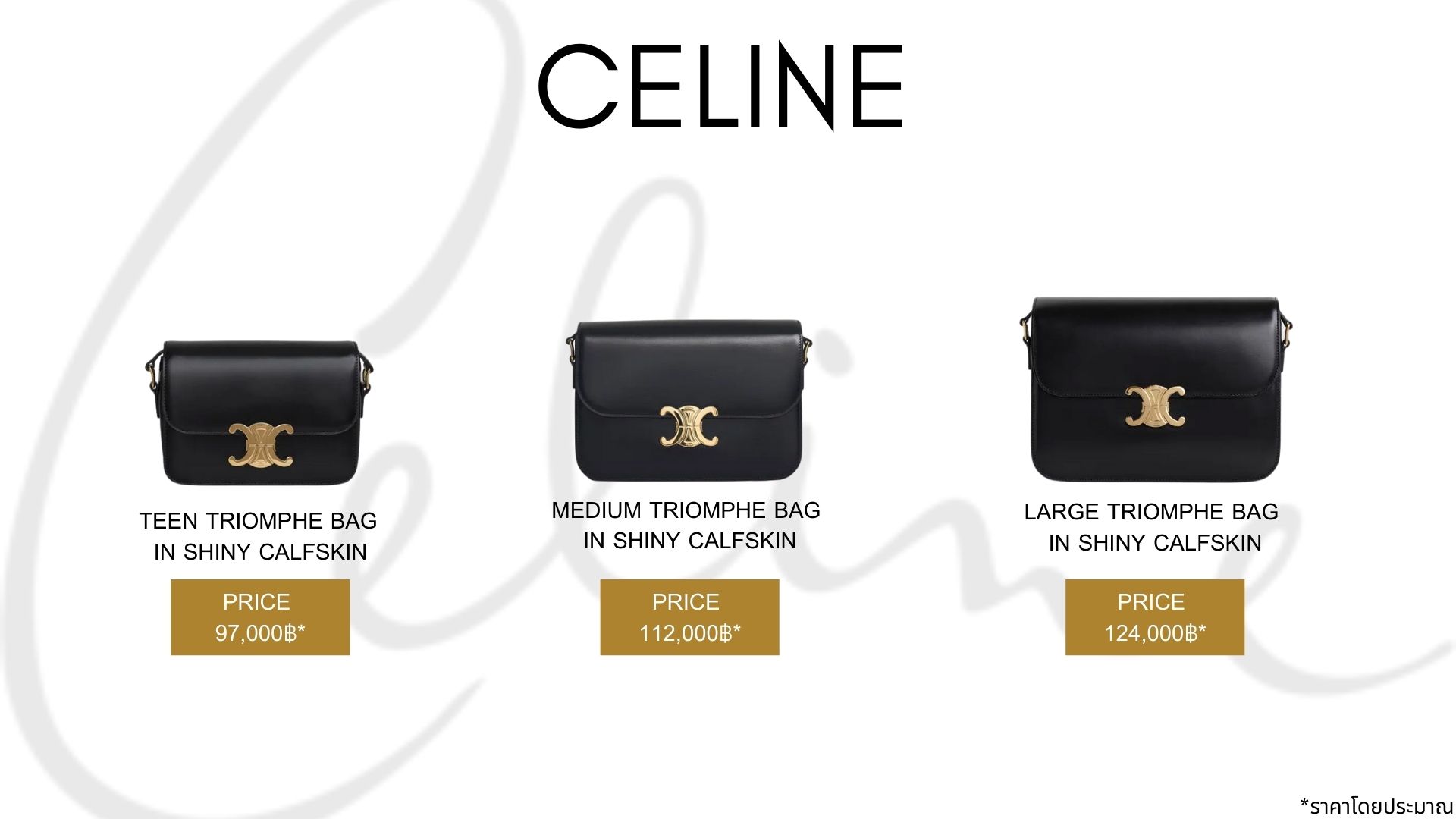 ORI หนังแท้ | 9" CELINE CLASSIQUE TRIOMPHE bag in natural leather กระเป๋าสะพายรุ่นยอดนิยม ด้วยรูปทรงสี่เหลี่ยมผืนผ้า ดีไซน์คล่องตัวถ่ายทอดให้เห็นถึงแก่นแท้ของสไตล์