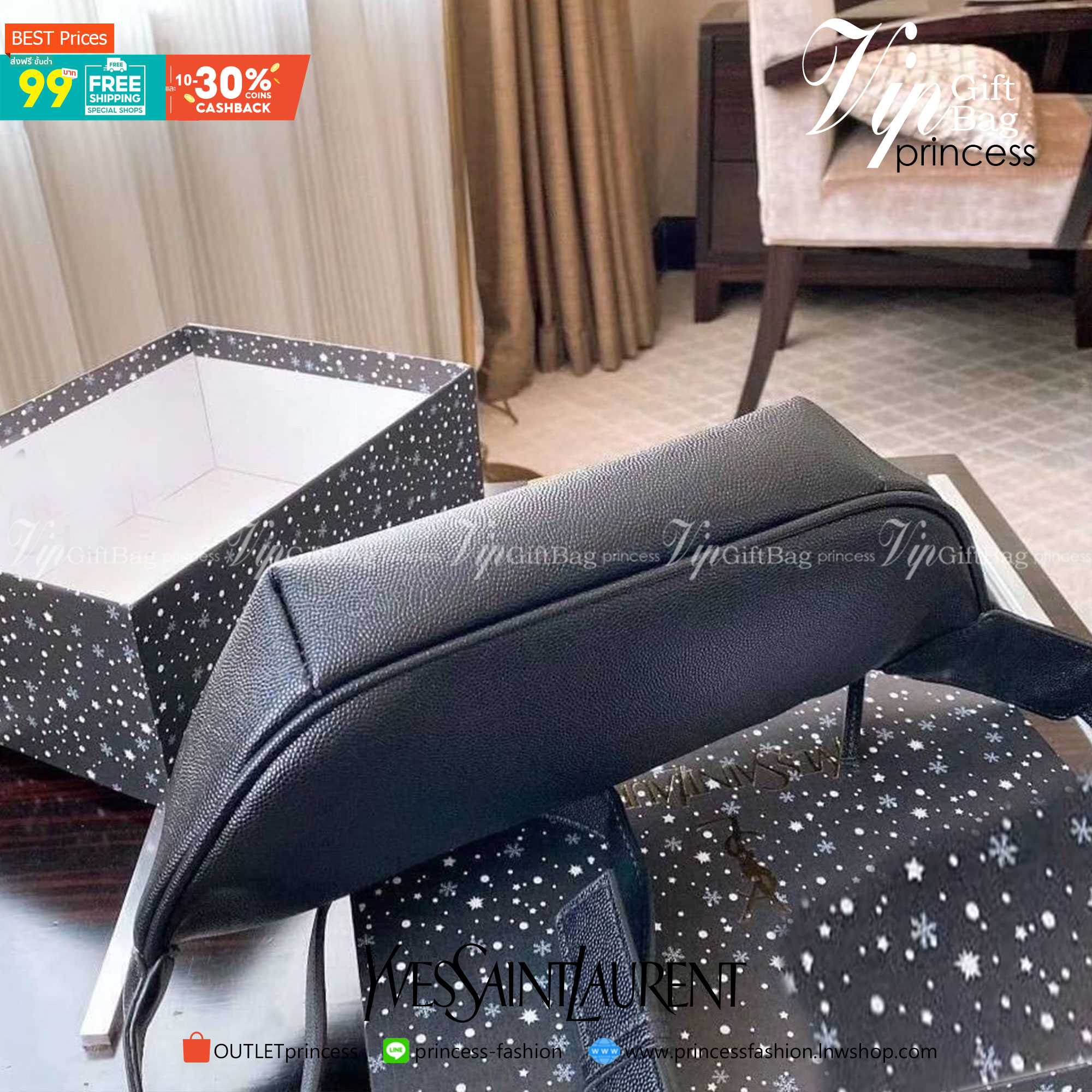 พรีเมี่ยมกิ๊ฟแท้ 100% 】VIP YSL Belt Bag กระเป๋าคาดอก คาดเอว งานดี หนังสวย ทรงเทห์ Black leather