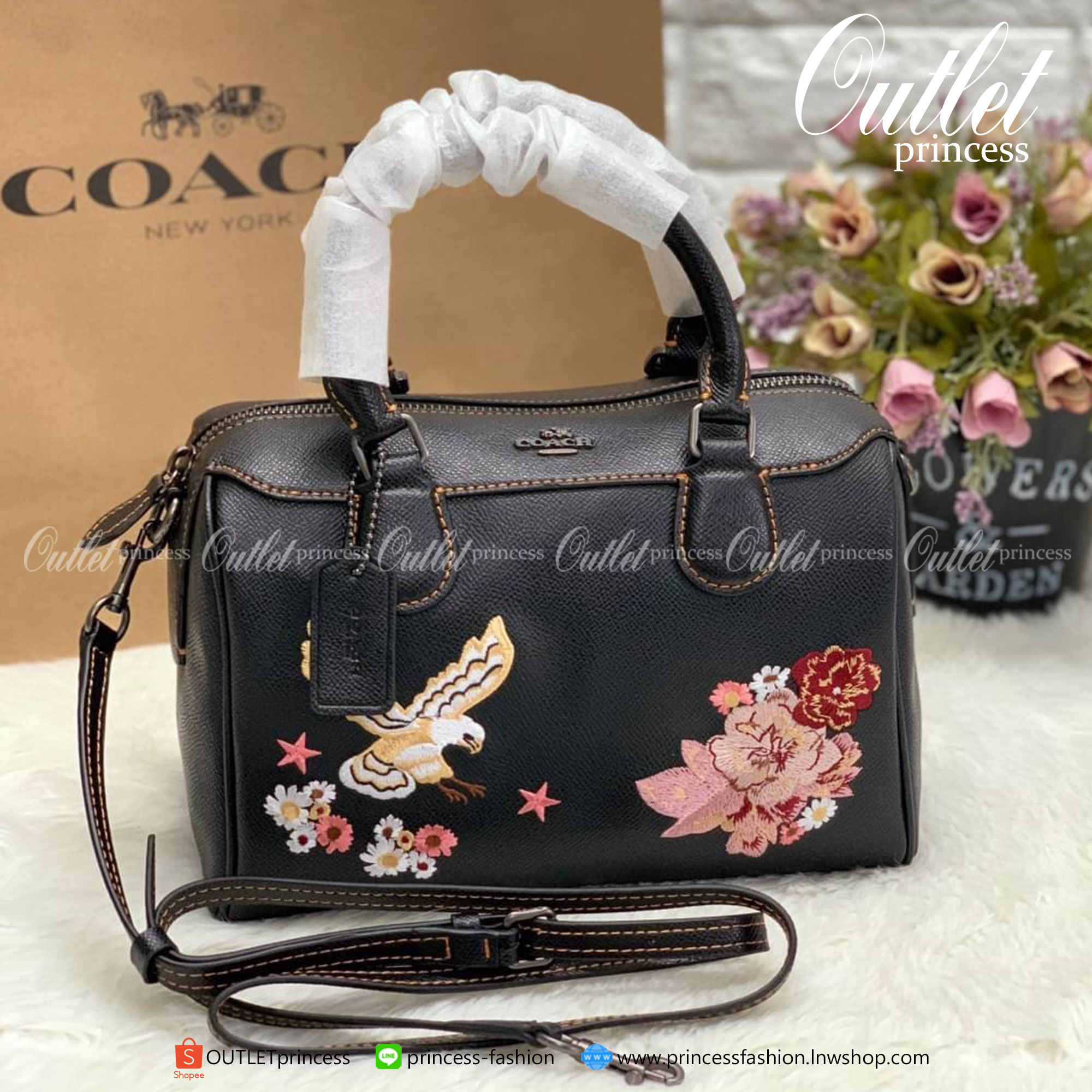 ของแท้ 100% COACH 31430 MINI BENETT SATCHEL WITH TATOO EMBROIDERY BLACK MULTI