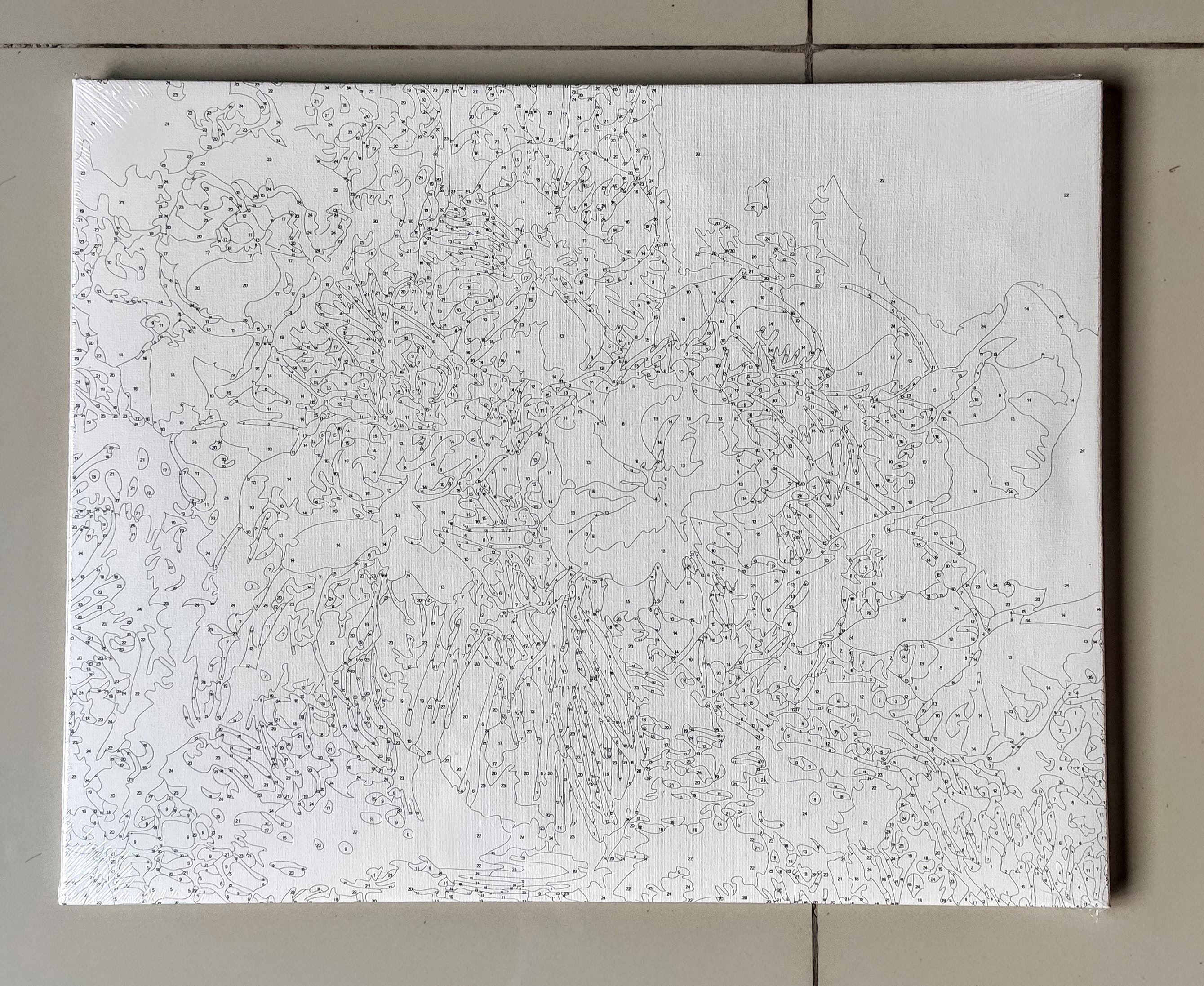 CG4689 ภาพระบายสีตามตัวเลข "ดอกไม้แดงในแจกันแก้ว"