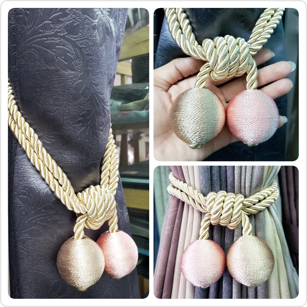 สายรวบม่าน เท่ๆ เก๋ๆ น่ารัก ไม่เยอะ สายรัดม่าน รุ่นCircle สีครีมชมพู (ราคาต่อ1ชิ้น)