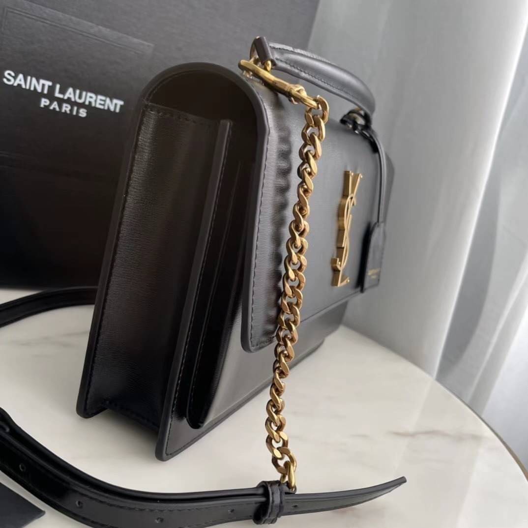 หนังแท้ YSL SAINT LAURENT SUNSET MEDIUM IN SMOOTH LEATHER SHOULDER BAG - BLACK