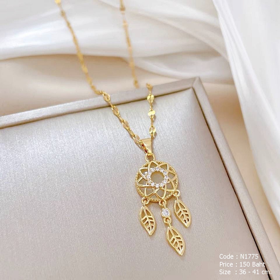 สร้อยคอ dream catcher สีทอง ฝังเพชร cz