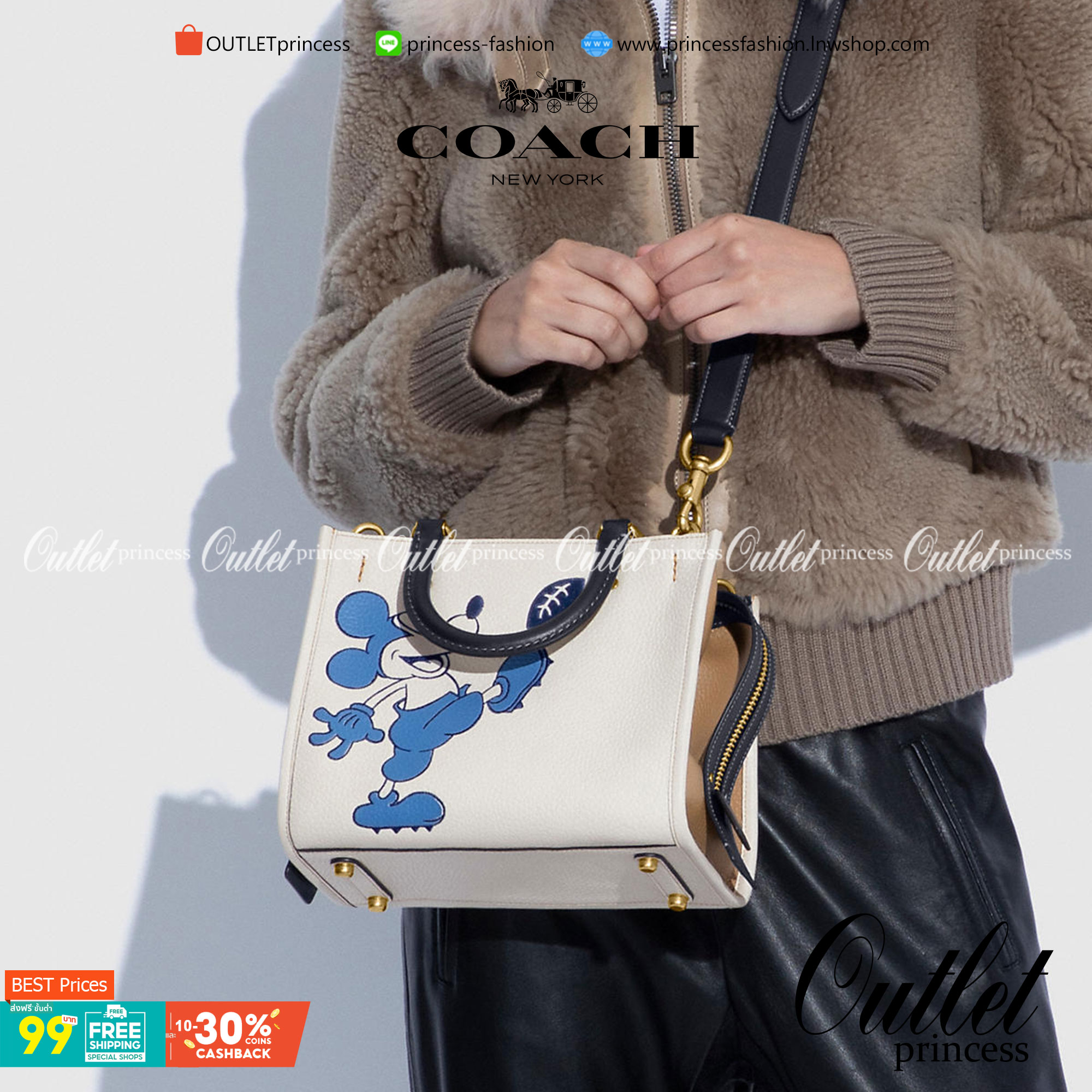 LIMITED EDITION!💥 💋สวยต้องยกนิ้วให้นางไปเลยจร้าา👍👍 COACH DISNEY X COACH ROGUE 25 WITH MICKEY MOUSE((C6166)) 📌พร้อมส่งที่ไทยก่อนใคร คุณภาพจัดเต็มบอกเลย หลงรักแน่นอนค่ะ! ✔️กระเป๋าหิ้ว//คล้องไหล่//สะพายข้างได้ ส