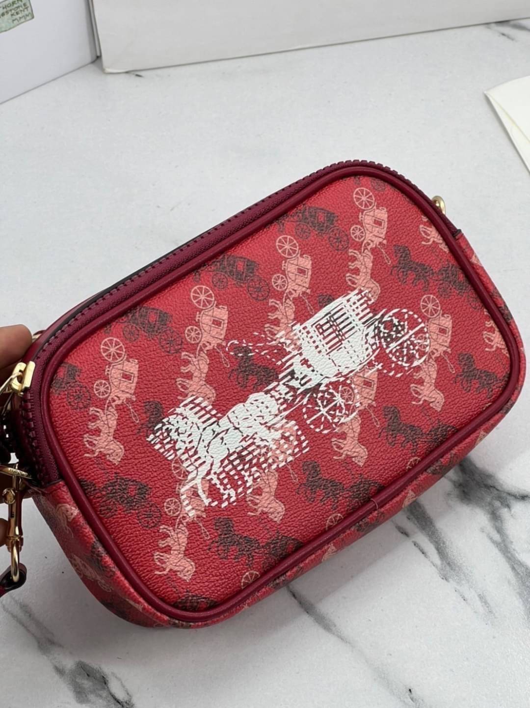 COACH CROSSBODY POUCH WITH HORSE AND CARRIAGE PRINT (F84639) พร้อมส่งที่ไทย