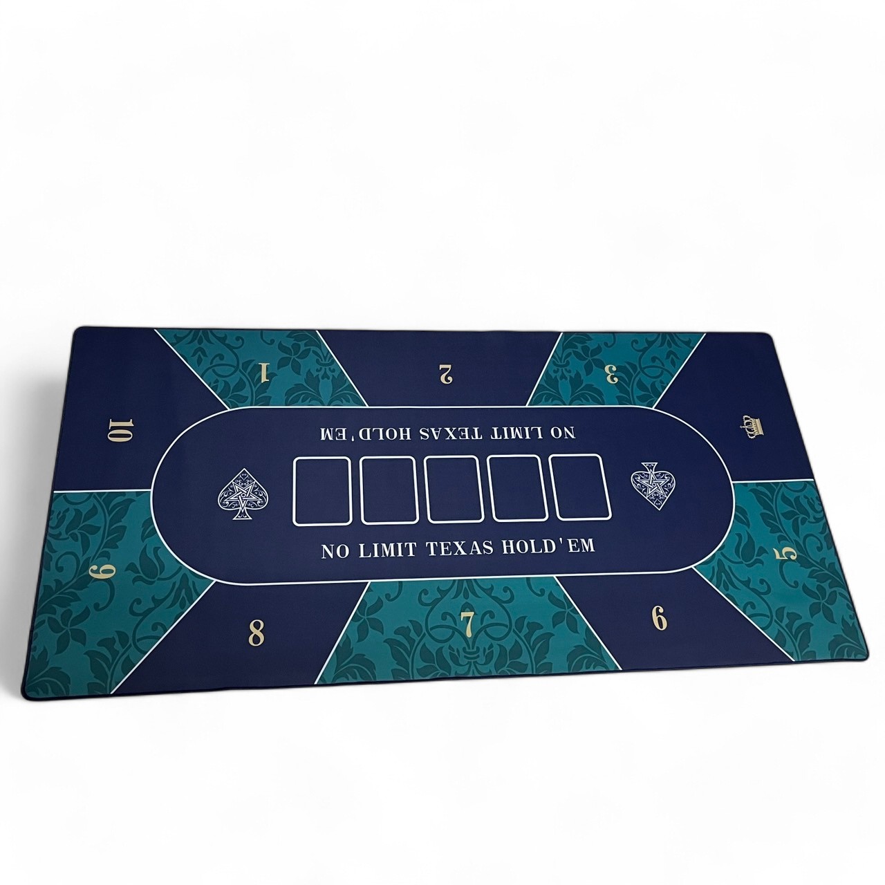 ผ้าปูโป๊กเกอร์ (Poker Mat)สีเขียวลายดอกไม้และสีน้ำเงิน