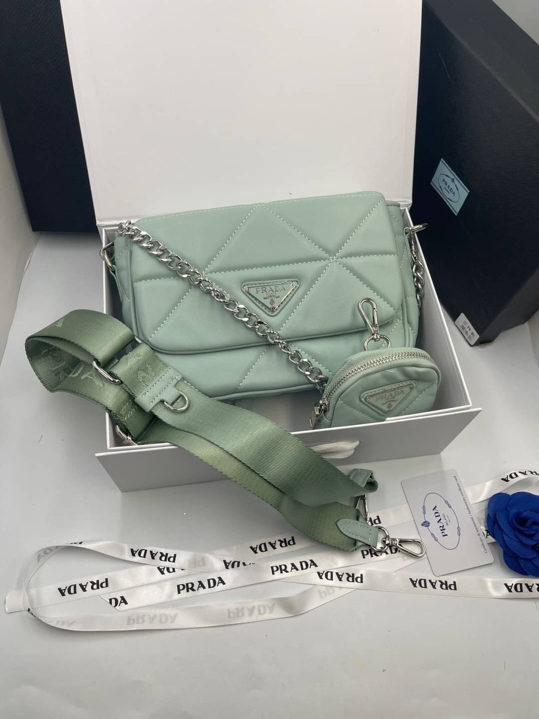 VIP 】PRADA System nappa leather patchwork bag หนังแท้ พร้อมส่งที่ไทย 6 สี