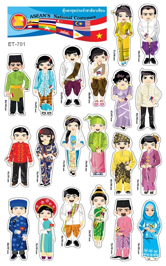 ตุ๊กตาชุดแต่งกายอาเซียน 10ประเทศ 20ตัว