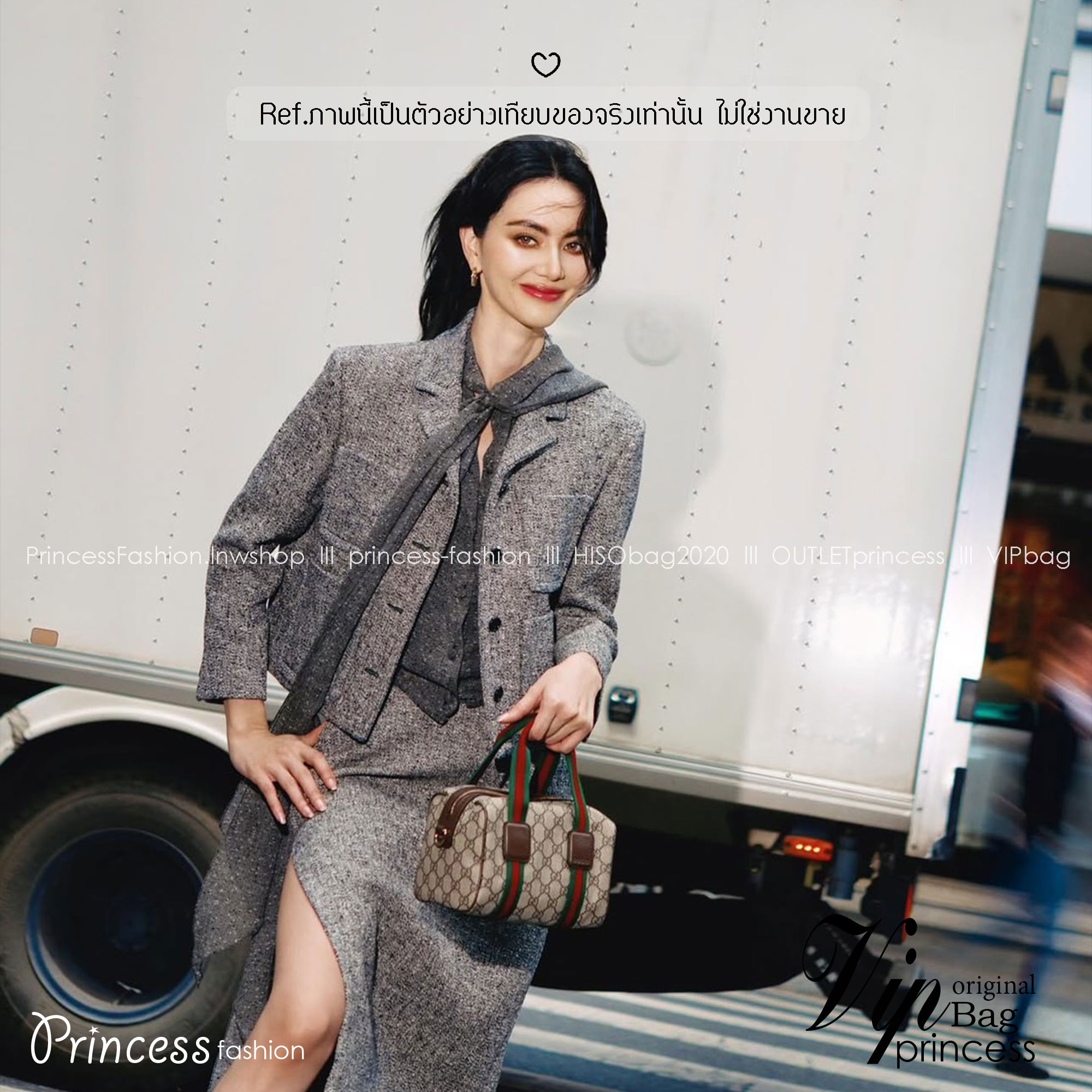 ORI หนังแท้ | GUCCI Mini GG handbag Soft Supreme 20cm / GUCCI Keepall Bag กระเป๋าสะพายทรงหมอนใบเล็ก สไตล์นี้ตีความรูปทรงกระเป๋าบอสตันโฉมใหม่ด้วยรายละเอียดผ้าแคนวาสแถบ Web