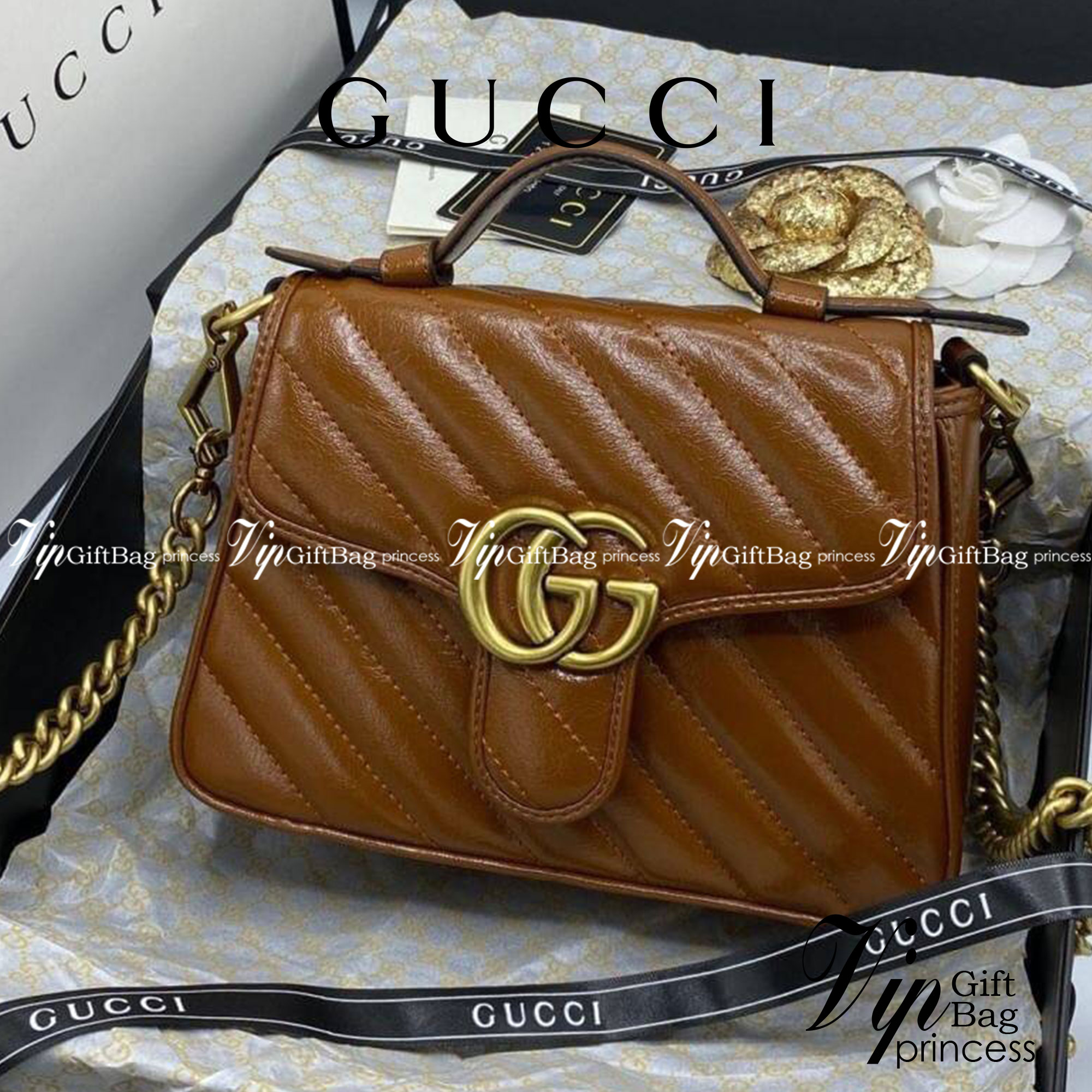 VIP GIFT 】หนังแท้ GUCCI GG Marmont Mini Shoulder Bag