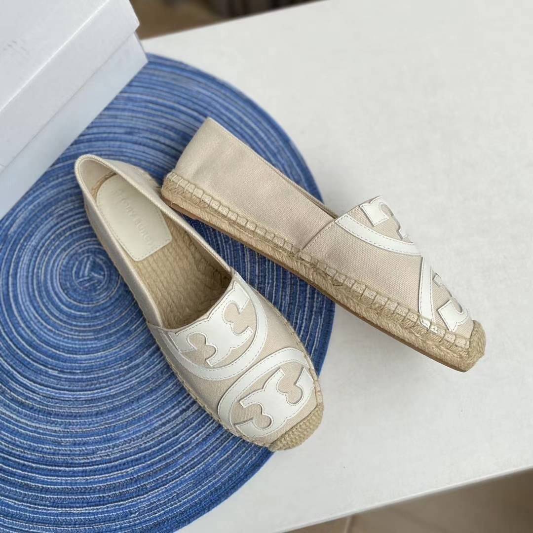 Tory Burch Espadrilles / Tory burch Poppy Espadrille Canvas / TORY BURCH SHOES เกรดออริจินอล พร้อมส่ง ภาพถ่ายจากสินค้าจริง ใช้งานต่างประเทศได้
