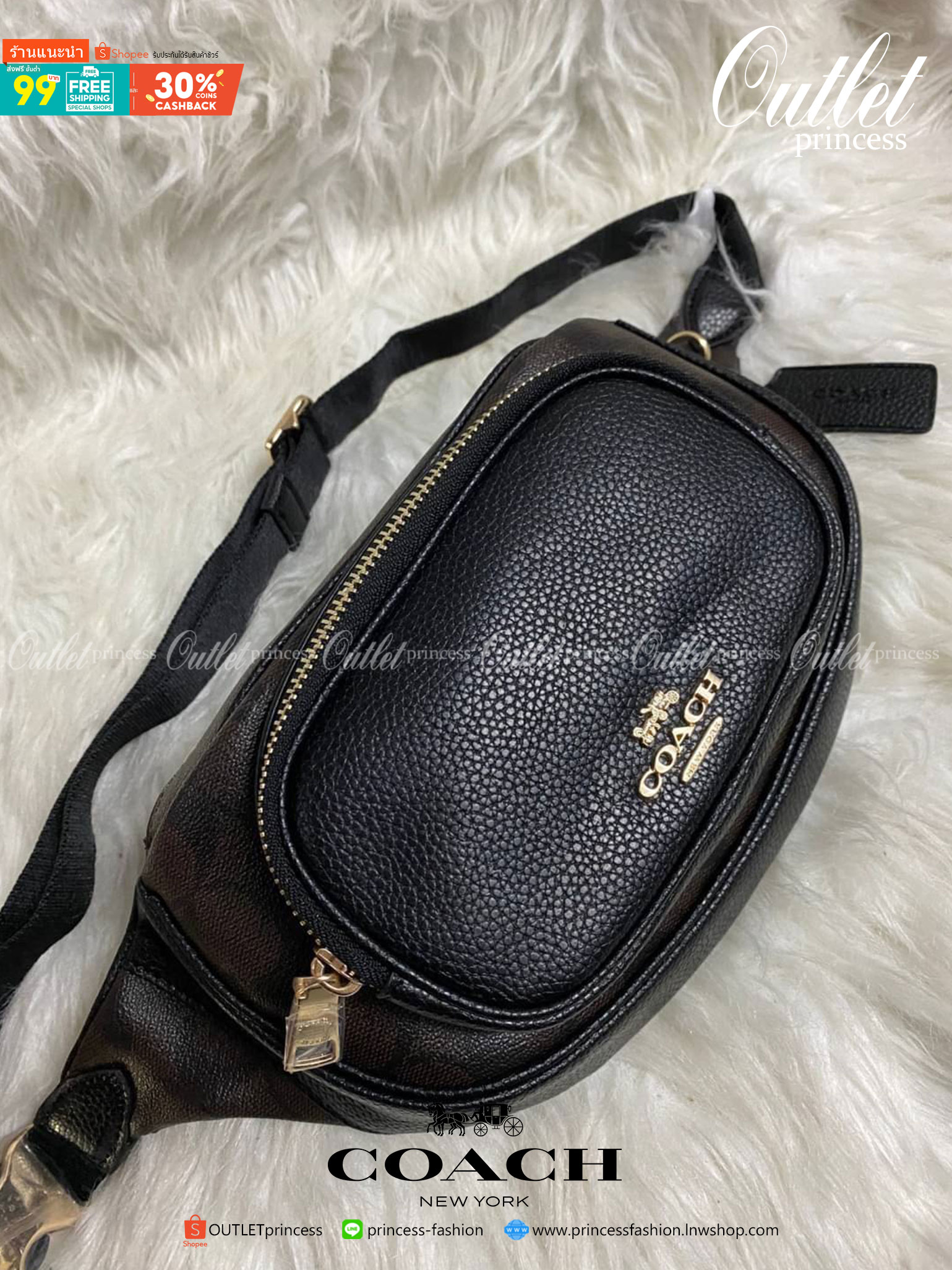 ของแท้ 💯% COACH 6488 COURT BELT BAG รุ่น : 6488 LTH COURT BELT BAG