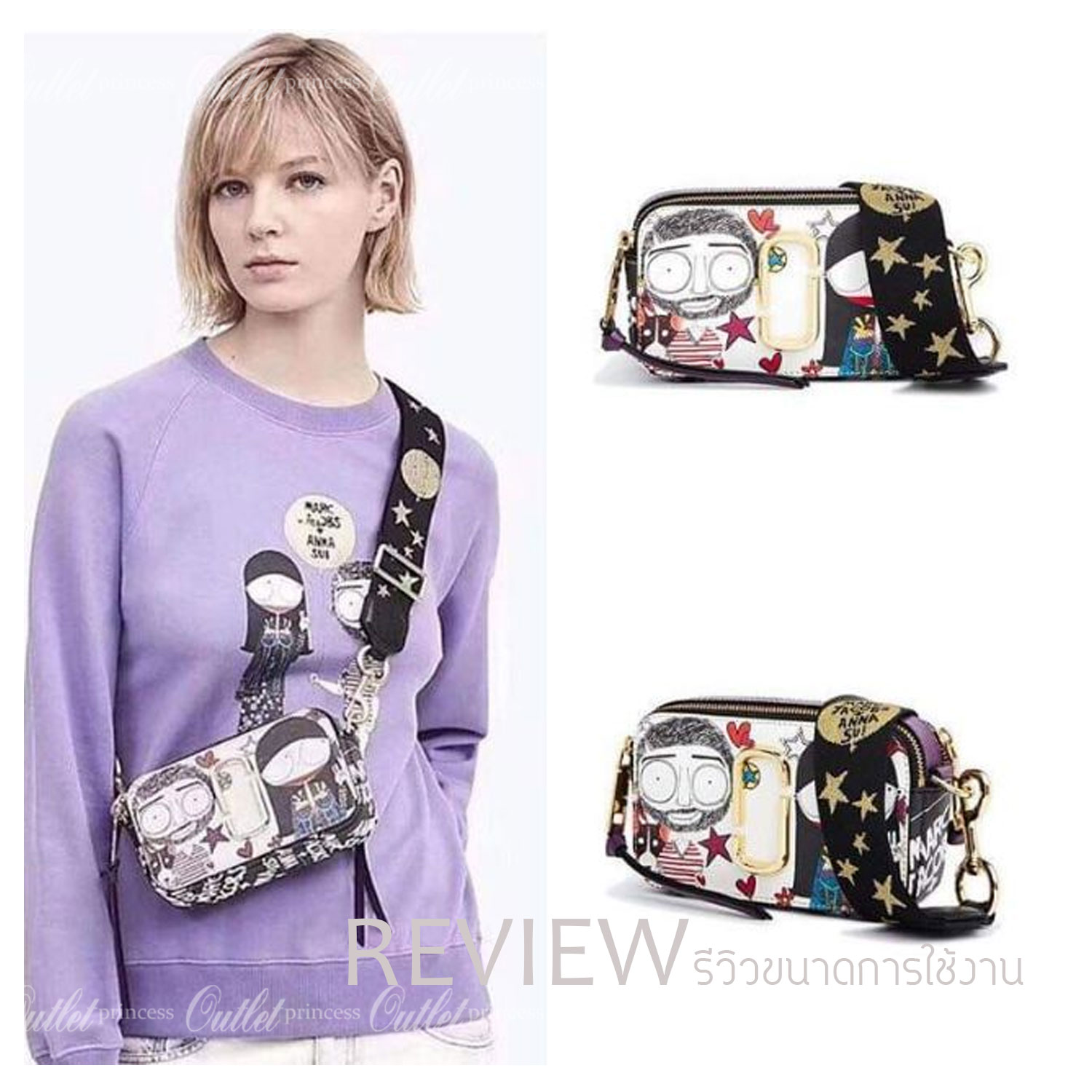พรีเมี่ยมกิ๊ฟแท้ 100% 】หนังแท้ MARC JACOBS The Snapshot Camera X Anna Sui Cross Body Bag