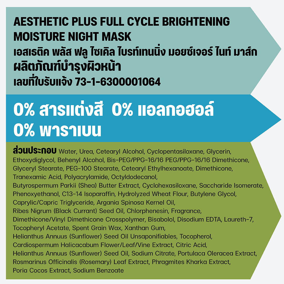 ฟลู ไซเคิล ไบรท์เทนนิ่ง มอยซ์เจอร์ ไนท์ มาส์ก ครีมมาส์กหน้าก่อนนอน Sleeping Mask ผิวชุ่มชื้น กระจ่างใส ปลอบประโลมผิว