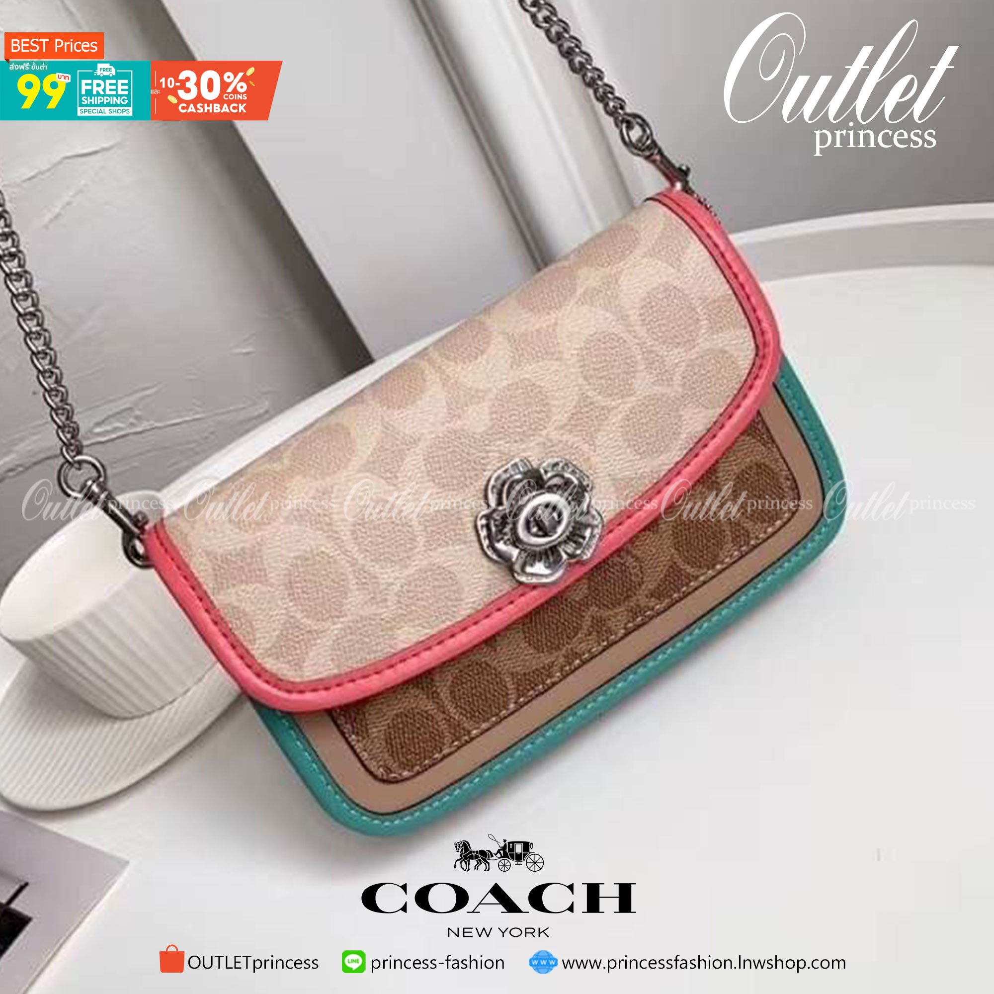 ของแท้ 💯% 】Coach Parker Crossbody In Blocked Signature Canvas