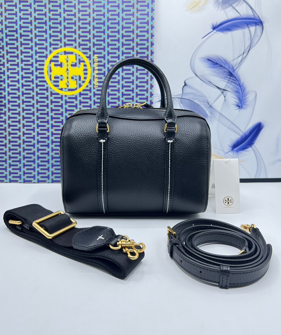 Tory Burch Thea Mini Web Satchel Crossbody Bag / Tory keepall พร้อมส่ง กระเป๋าสะพายทรงหมอนขนาดกลางกำลังน่ารัก เกรดท็อปออริจินอล