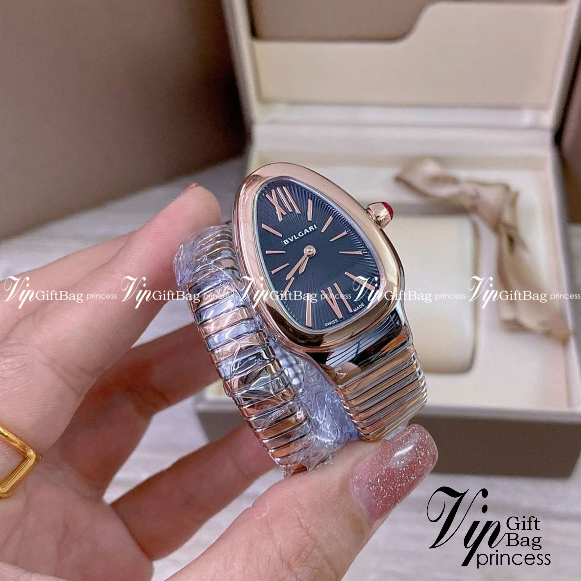 BVLGARI SERPENTI WATCH 24mm 26mm นาฬิกาบุลการี รุ่นหน้าปัดไม่มีเพชร นาฬิกาผู้หญิง ระบบถ่าน Quartz ภาพสินค้าถ่ายจากงานขายจริง