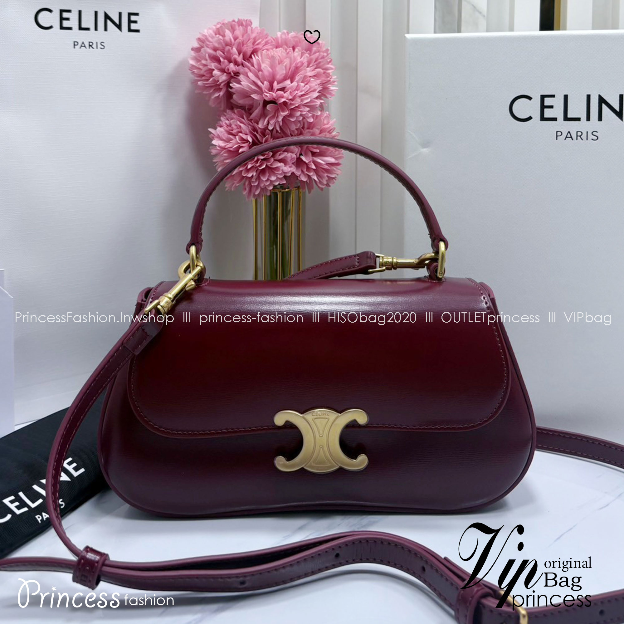 CELINE LOLA TEEN bag in glossy leather กระเป๋าทรงโฮโบรุ่นใหม่ หนังแท้ขึ้นเงาสวยก่อนใคร ดีไซส์ใหม่มุมโค้งมน สวยละมุนเป็นคุณหนูน่าทะนุถนอม มีหูจับและสายสะพายยาว
