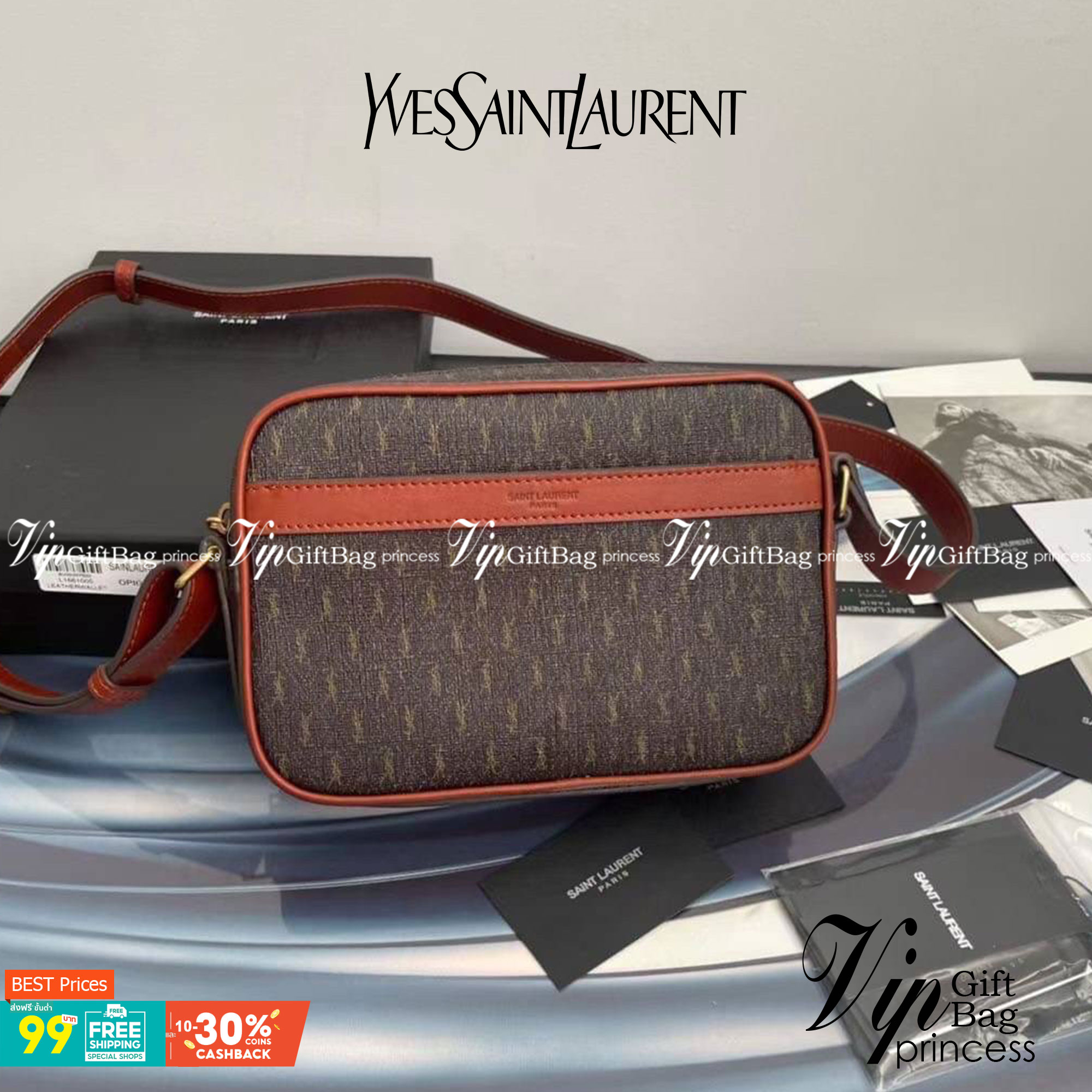 YVES SAINT LAURENT BAG กระเป๋าสะพายสไตล์วินเทจทรงเหลี่ยม งานหนังแท้สวย โทนสีผู้ดีมากค่ะ ภายในโล่งจะสะพายไหล่ CROSSBODY ก็ดูดี สินค้ามาพร้อมถุงผ้าและกล่องแบรนด์พร้อมส่งที่ไทยราคาสุดคุ้ม สาวก YSL ห้ามพลาด!