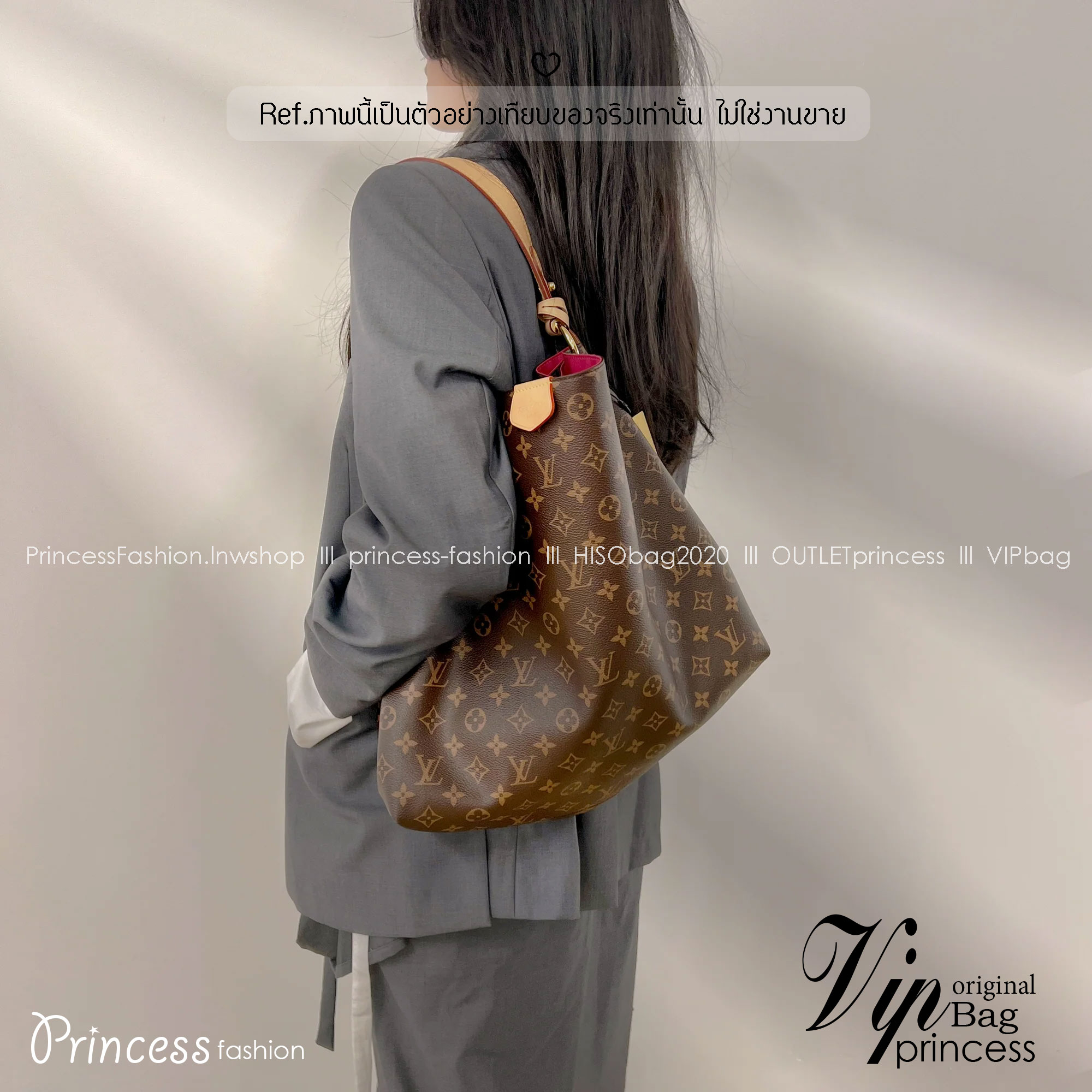 LV Graceful MM Monogram Canvas กระเป๋าสะพายทรงโท้ทใบใหญ่จุใจ จุของได้แบบสบายๆ ดีไซน์ใหม่เรียบหรูดูแพง ที่ฮอตที่สุดในตอนนี้ สะพายไปเที่ยวต่างจังหวัดคือดีงามมากจ้า