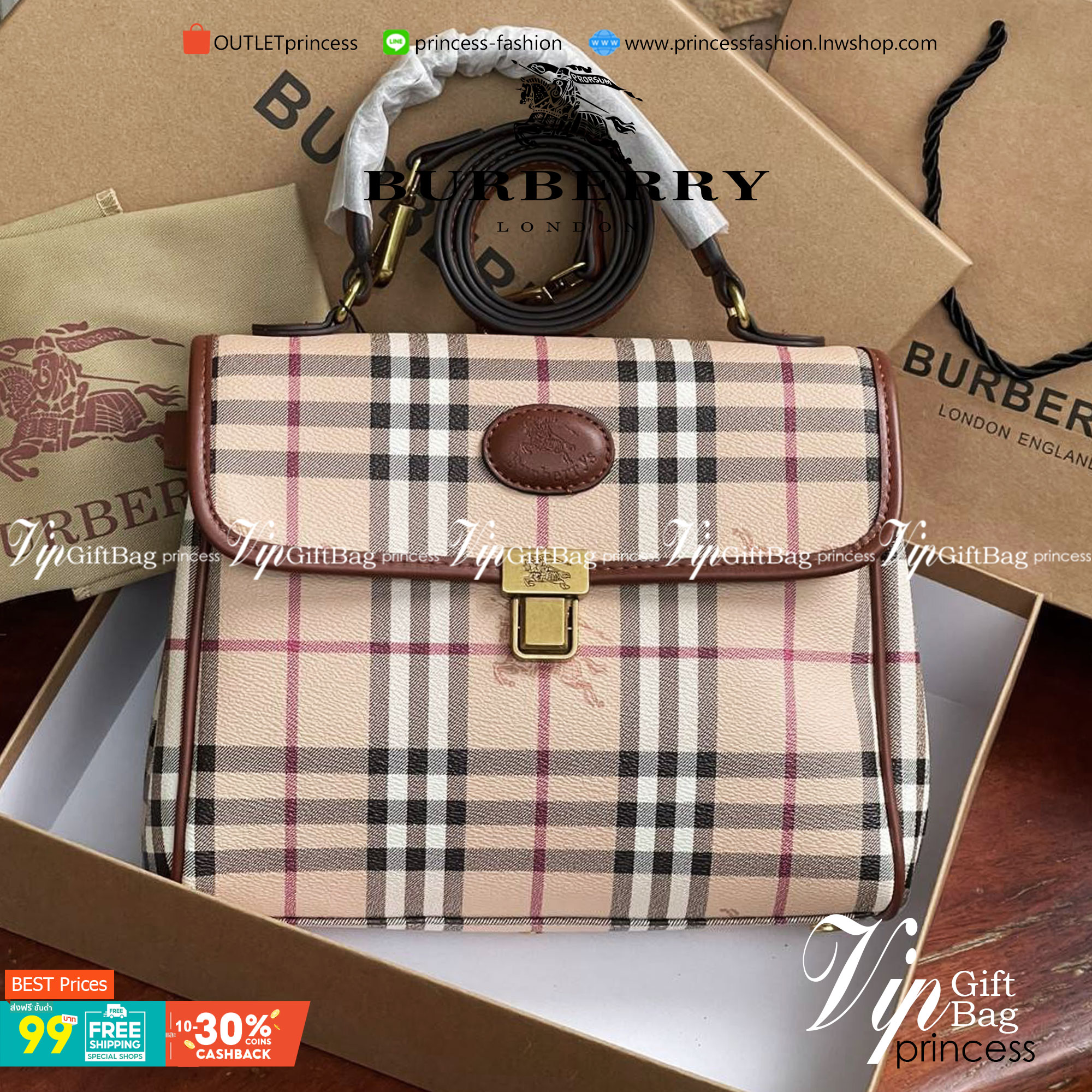 Burberry london kelly bag vintage with strap Gift Bag เป็นขนาดที่พอเหมาะกับการใช้ในชีวิตประจำวัน รูปทรงคลาสสิกที่ไม่ทิ้งในเรื่องของคุณสมบัติการใช้งานลวดลาย Vintage Check ที่ถือว่าเป็นสัญลักษณ์อันเก่าแก่ของแบรนด์ เสริมทุกสไตล์การแต่งตัวได้แบบไม่มีตกยุค พร้