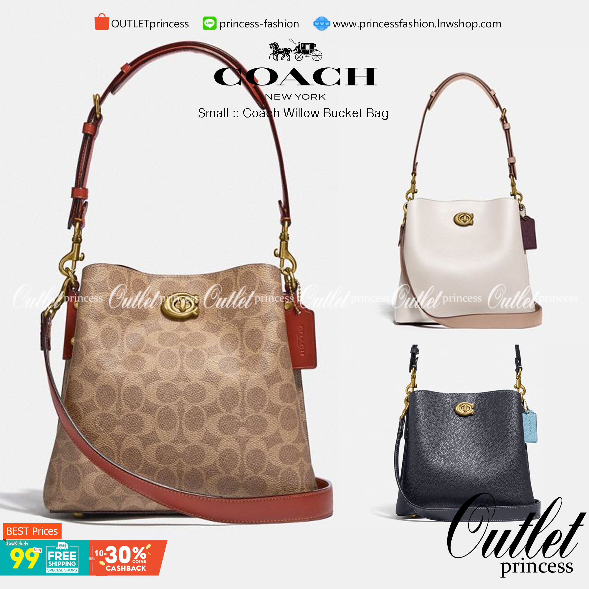 Coach Willow Bucket Bag In Colorblock รุ่นใหม่สุดปัง เป็นกระเป๋าสไตล์ใช้ได้ทุกวัน จุของได้เยอะและน้ำหนักเบา ไซส์กลางใช้หนังลายกรวด มีช่องใส่ของ 2 ช่องและมี 1 ช่องซิปตรงกลางไว้สำหรับใส่ของสำคัญ เปิดปิดแบบ turnlock ถือคล้องแขนหรือสะพายไหล่หรือสะพายข