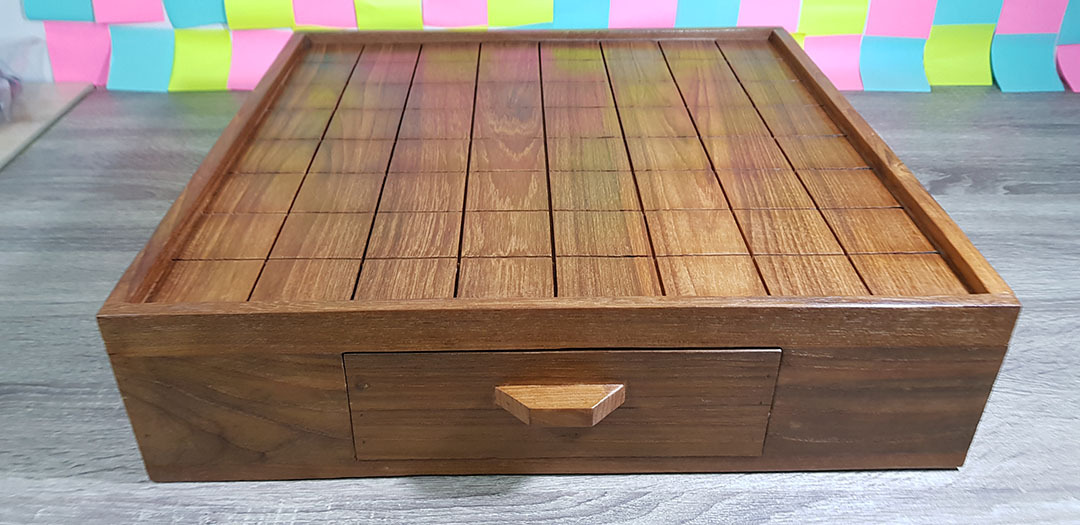 กระดานหมากรุกไทยไม้สักมีลิ้นชัก