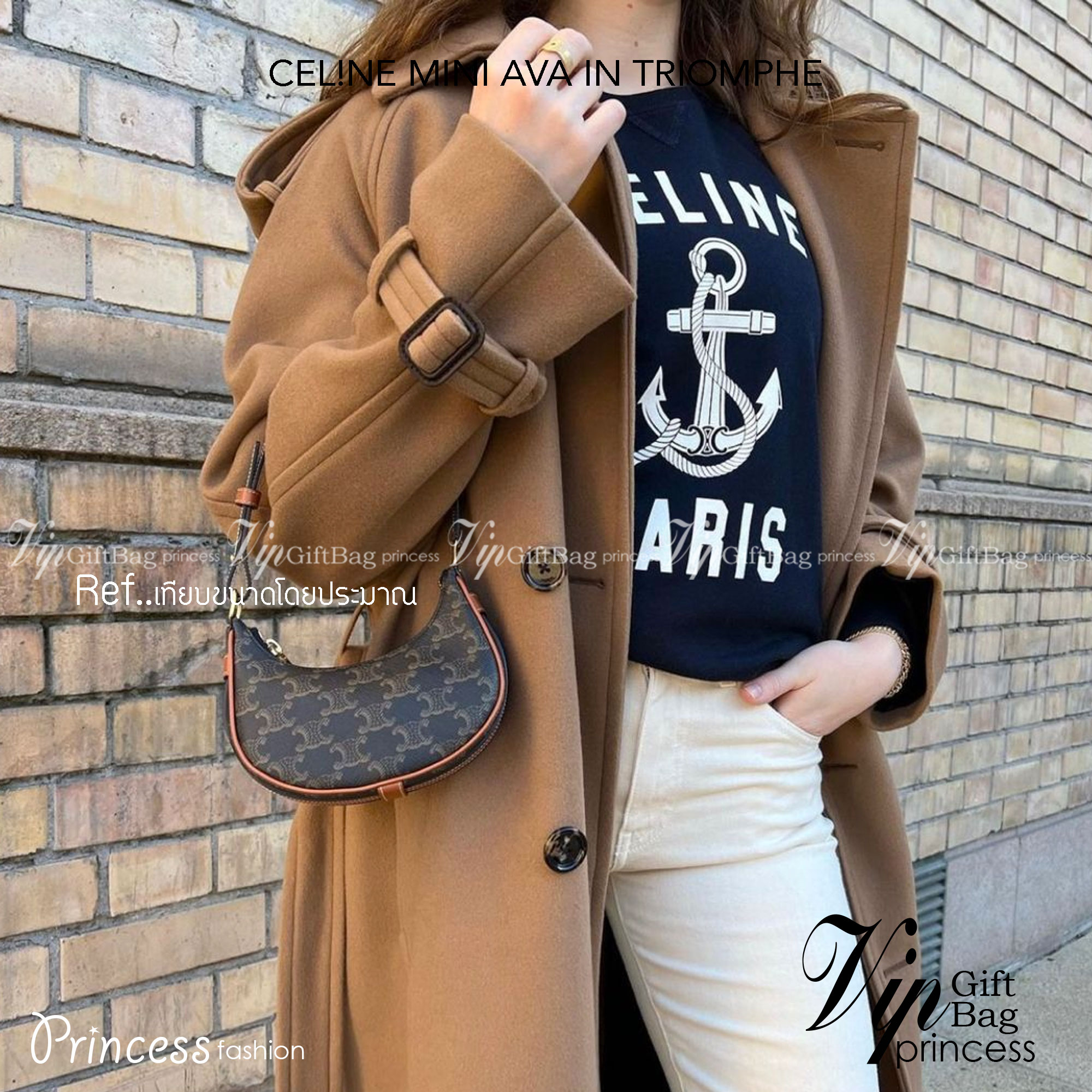 CELINE MINI AVA IN TRIOMPHE CANVAS AND CALFSKIN สวยเกินต้านกับน้องมินิ รุ่นสุดปัง ที่ใครเห็นก็ต้องว้าว กับกระเป๋าสะพายไหล่ ไซส์มินิ น้องน่ารักม้ากกก!! ไม่ไหว!! รูปทรงที่ไม่เหมือนใคร ใช้งานง่าย วัสดุหนังแคนวาสตัดสลับหนังแท้