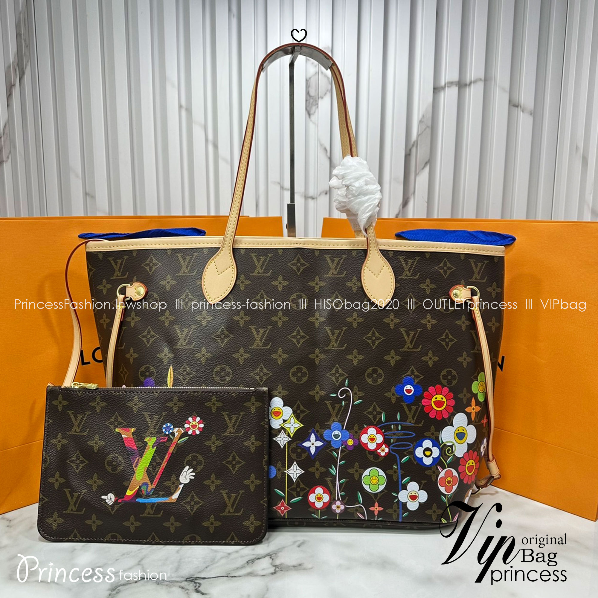 LV x TM Neverfull MM Monogram Flower กระเป๋าสะพายทรงโท้ท คอลเลกชันสุดพิเศษ สวยคลาสสิกมีชีวิตชีวาด้วยโมโนแกรมดอกไม้หลากสี ปรับดีไซน์ให้ดูสนุกสนาน รุ่นลิมิเต็ดผลิตตามเทศกาลมีจำกัด