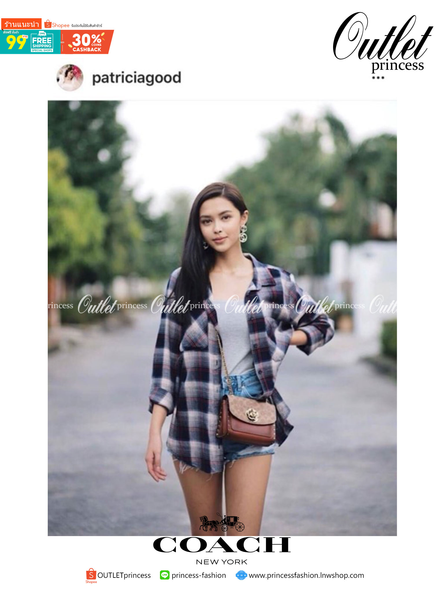 COACH 30592 PARKER 18 IN SIGNATURE CANVAS WITH RIVETS ไอเท็มยอดฮิต รุ่นหายาก!! sold out ไปหลายรอบ ก็ยังมีคนรอ!! กระเป๋าสะพายข้าง ไซส์กะทัดรัด พกพาง่าย ดีไซน์สวยด้วยการตอกหมุดเพิ่มดีเทล โดดเด่นด้วยตัวล็อครูปดอกไม้ วัสดุหนังแคนวาสเคลือบลายสลับหนังแท้ ภายในเ