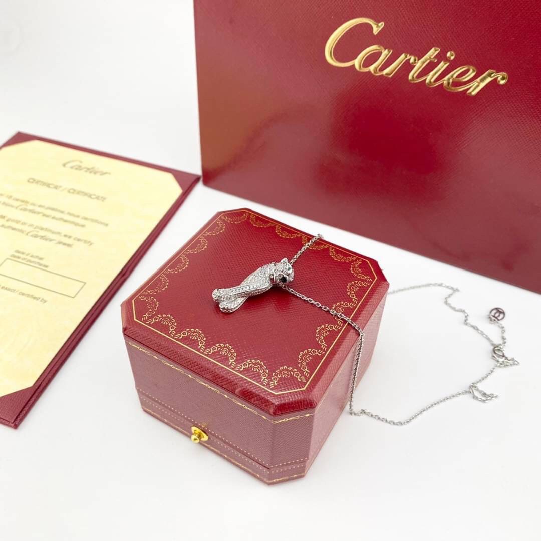 Cartier Necklace Panther De สร้อยคอคาเทียร์ ภาพถ่ายจากงานจริง งานปั้มวัสดุโลหะเคลือบขึ้นเงาตามรูป ใช้งานต่างประเทศได้