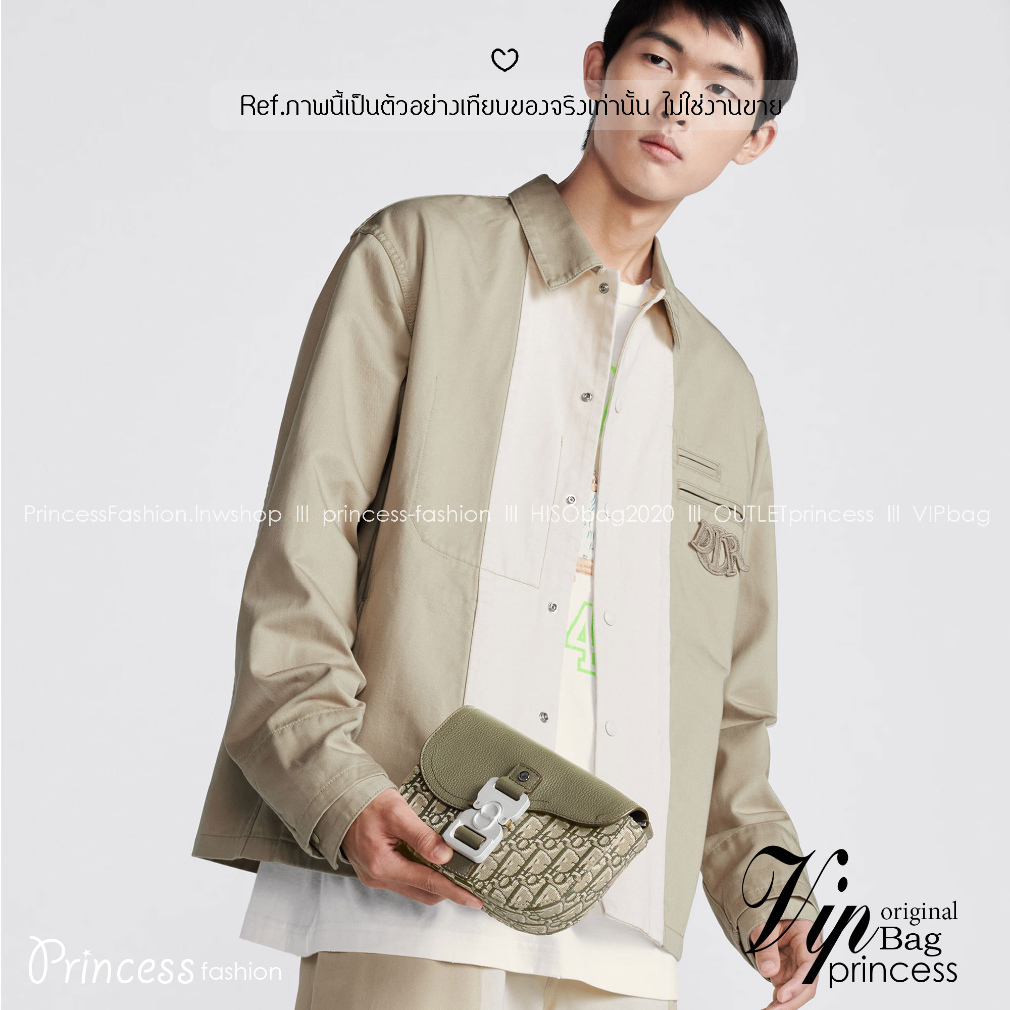 DIOR MINI Saddle Messenger Bag with Flap / Khaki / Black / Oblique Jacquard with Grained Leather กระเป๋าสะพายทรงแมสเซ็นเจอร์ รุ่นยอดนิยมของท่านชาย เกรดท็อปออริ สลับแท้ 1:1