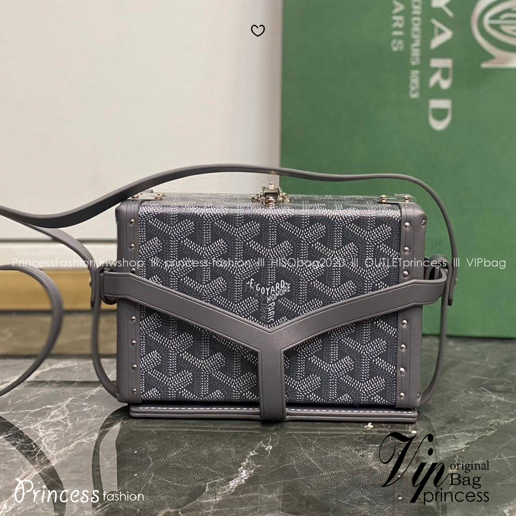 ORI หนังแท้ | Goyard Minaudière Trunk Bag กระเป๋าสะพายทรงแมสเซ็นเจอร์ เป็นคลัตช์ได้ในใบเดียว น้ำหนักเบา ทรงกล่องดีไซน์ใช้งานง่าย สวยหรู