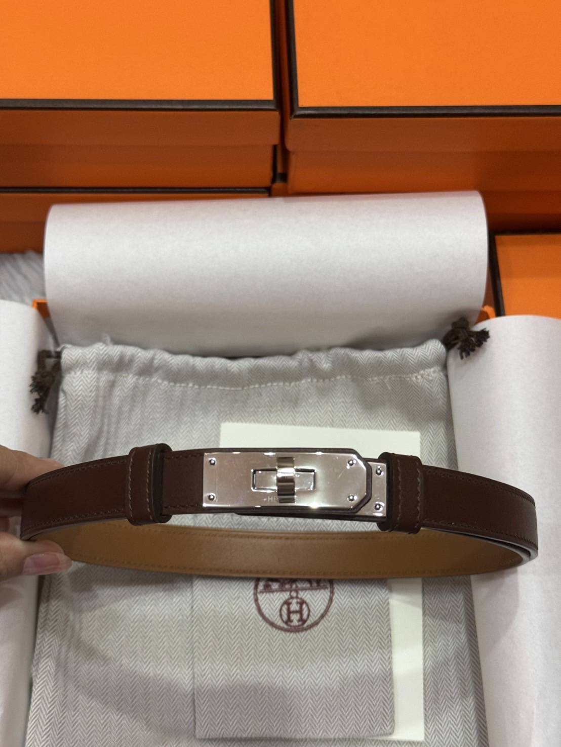 TOP ORI | Hermes Kelly 18 belt leather เข็มขัดแอเมสเกรดเทียบแท้ หนังแท้ full box set