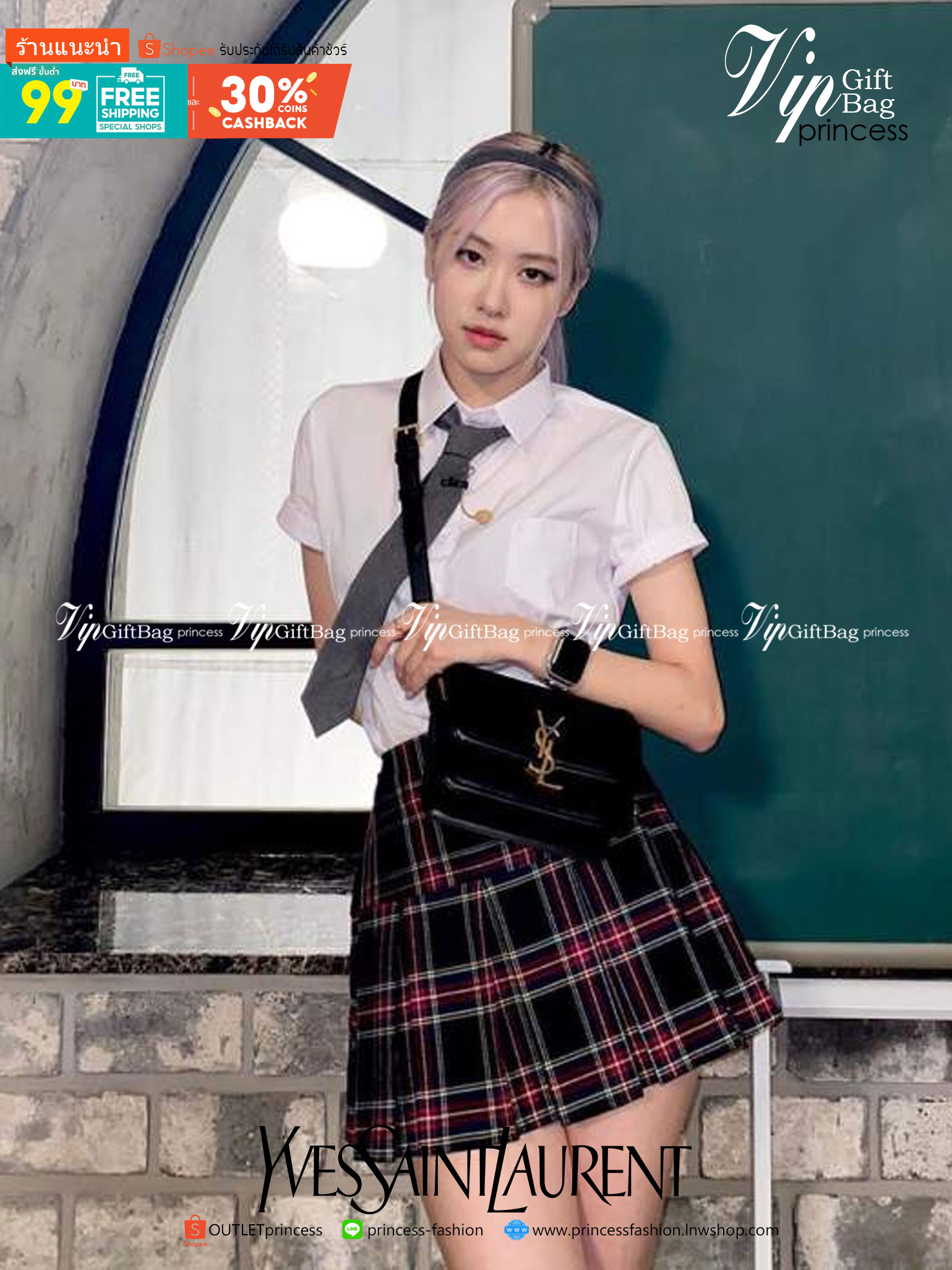 VIP GIFT 】หนังแท้ YSL SAINT LAURENT Saint Laurent small Solferino satchel crossbody bag