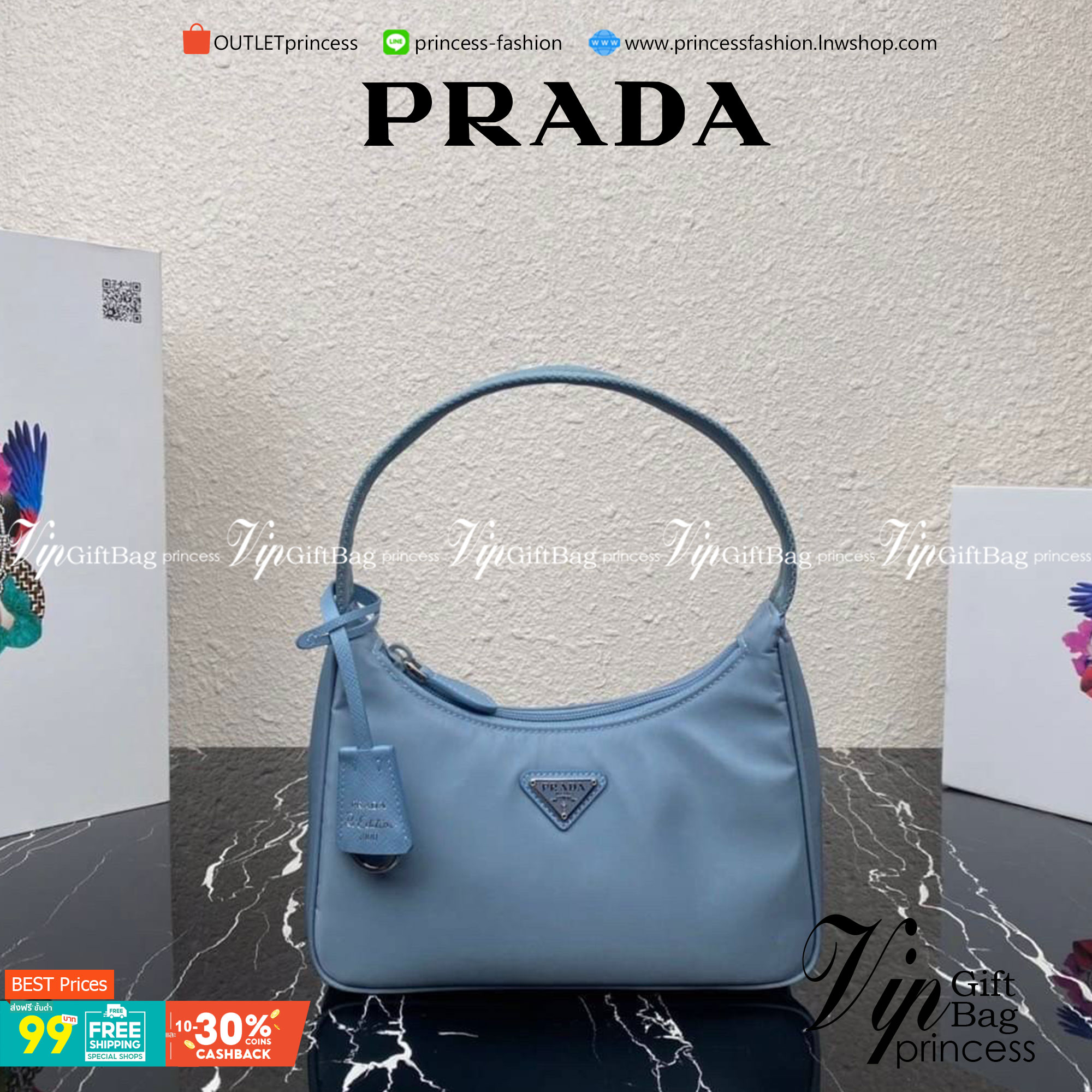 PRADA Nylon Mini Bag รุ่นใหม่แนะนำ!! พร้อมส่งครบ4สี รุ่นขายดีในตำนานค่ะ PRADA NYLON HANDBAGS ขนาดกะทัดรัด **อะไหล่เงิน วัสดุทำจากผ้าNylon อย่างหนา อยู่ทรง กันน้ำได้ หายห่วงคะ ด้านหน้ามีโลโก้แบรนด์ เปิดปิดด้วยซิป มาพร้อมสายผ้า ไม่สามา