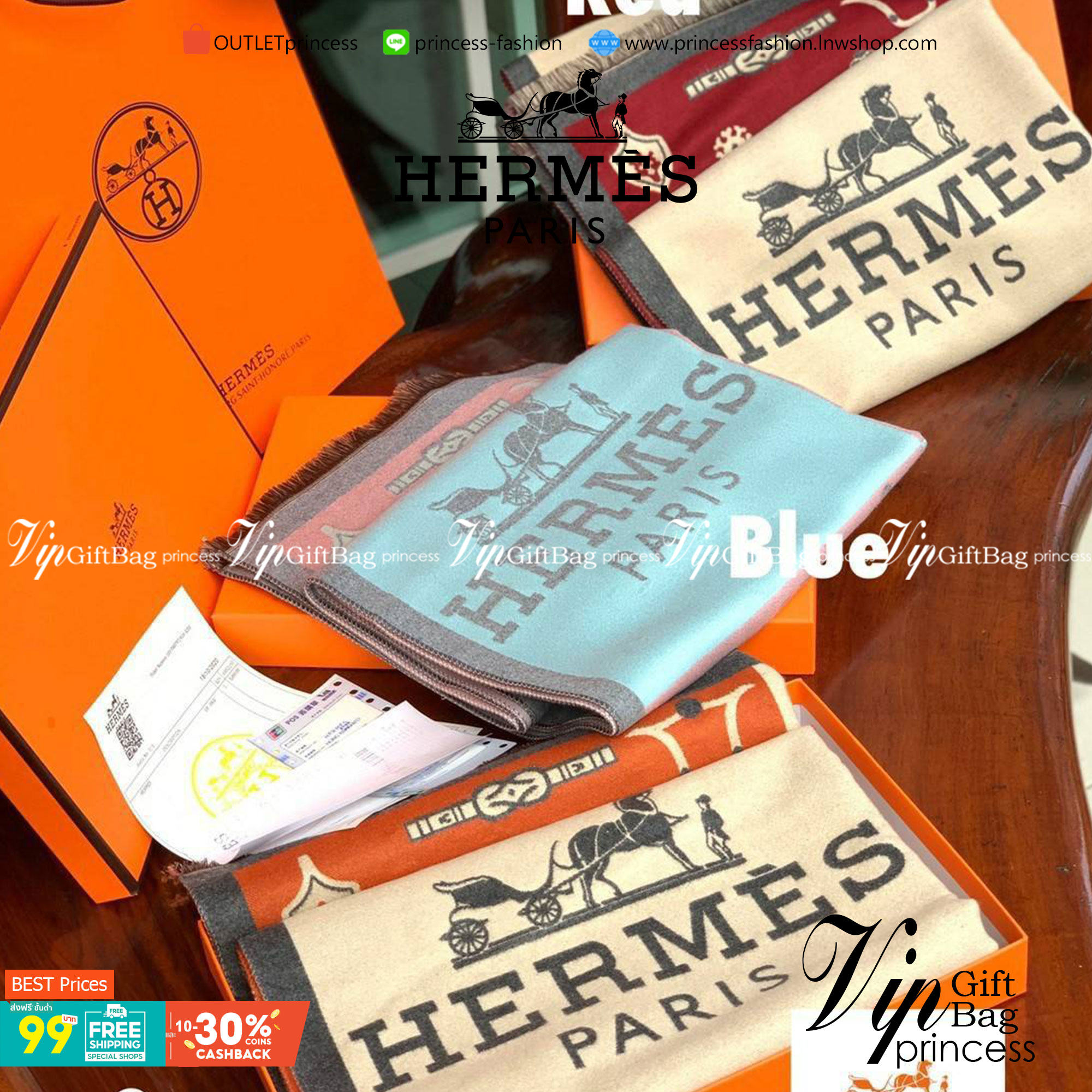 Hermes Paris Women’s Scarves Accessories Scarf ผ้าคลุมไหล่ผืนใหญ่ สวยหรูตาสแบบฉบับจากHermes ถักทอด้วยผ้าcashmere ผ้าเนื้อดี สัมผัสนุ่มมือ ทอลายในตัว สีสันและลายคมชัด ผืนใหญ่ ให้ความอบอุ่น มาเป็นเซ็ทของขวัญ เพื่อมอบเป็นของขวัญชิ้นดีแทนความรู้สึกดีๆให้กับที