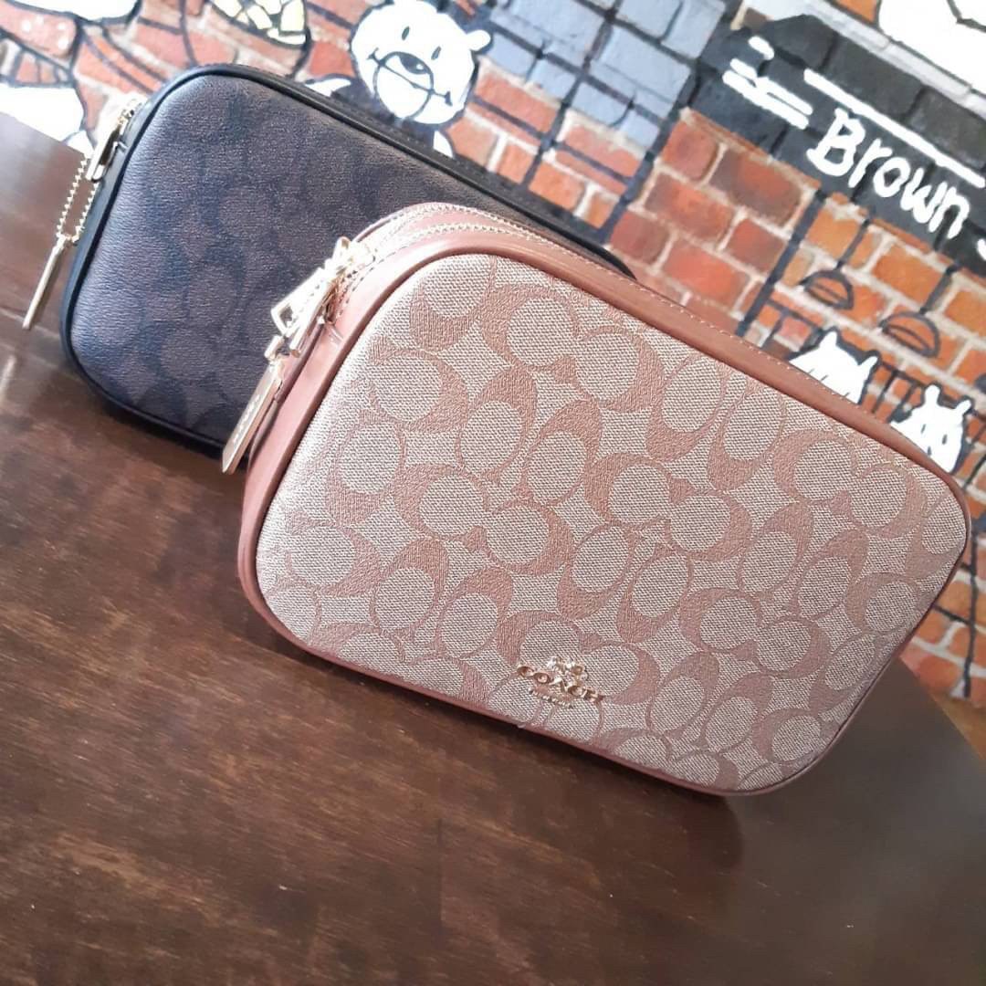 COACH F68168 JES CROSSBODY IN SIGNATURE CANVAS รุ่นยอดฮิต!! กระเป๋าสะพายข้าง รุ่น 2 ซิป ใบใหญ่จุใจ สีคลาสสิคขายดี!!