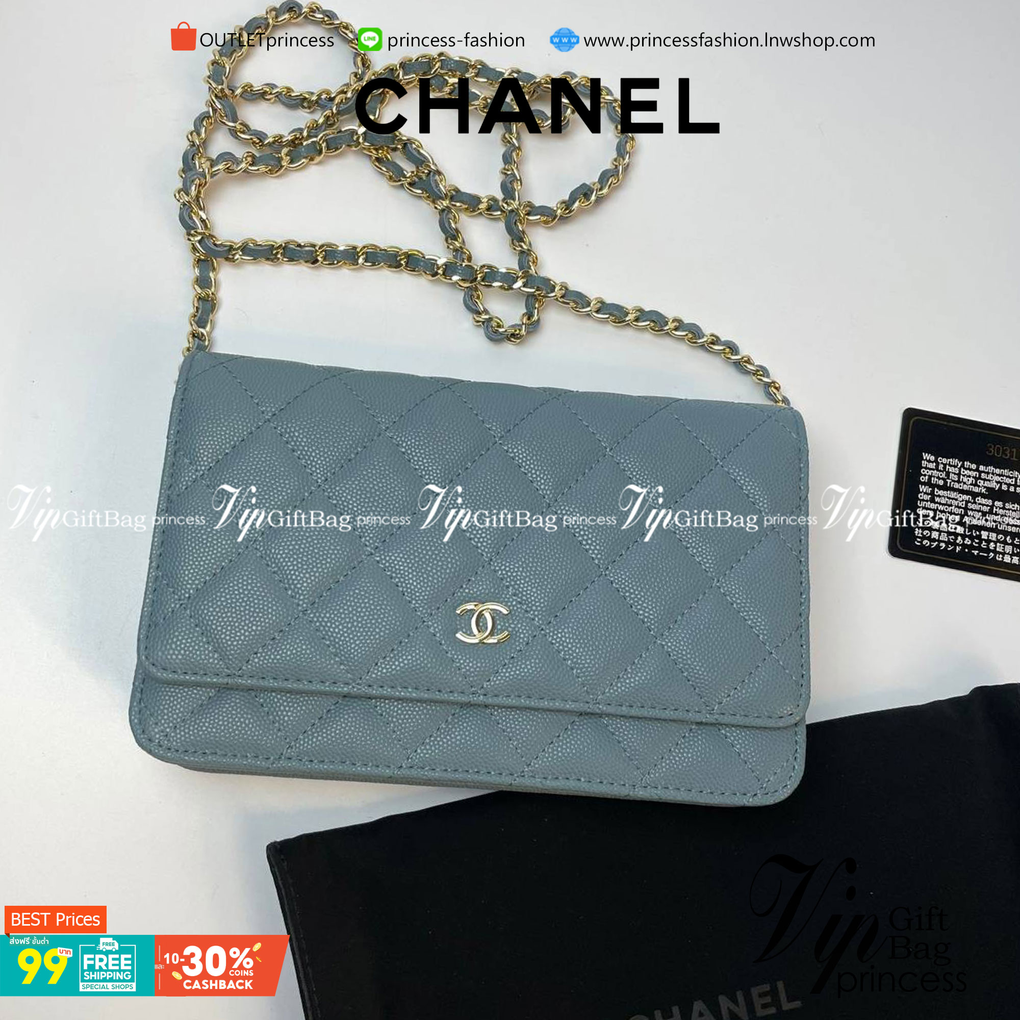 VIP 】หนังแท้ CHANEL WOC style โทนสีพาสเทล กระเป๋าสะพายทรงสวยตลอดกาล วัสดุหนังลายคาเวียร์ เนื้อนุ่ม อยู่ทรงคุณภาพดีตามแบบฉบับของแบรนด์ น้ำหนักเบา ด้านหน้ามีโลโก้แบรนด์อะไหล่หรู มีช่องใส่บัตร ใส่ของจุกจิก เปิดปิดด้วยฝาปิดกระดุม ซับในหนัง ตัวจริงสวยมากๆถูกใจ